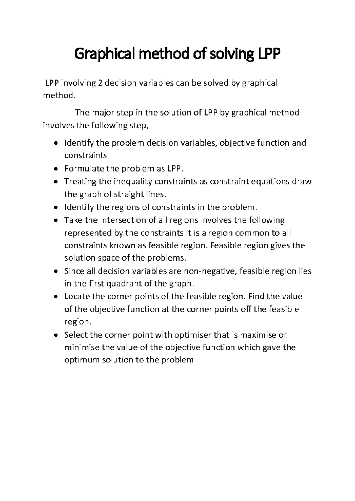 Graphical Method for Solving LPP: Step-by-Step Guide - Studocu