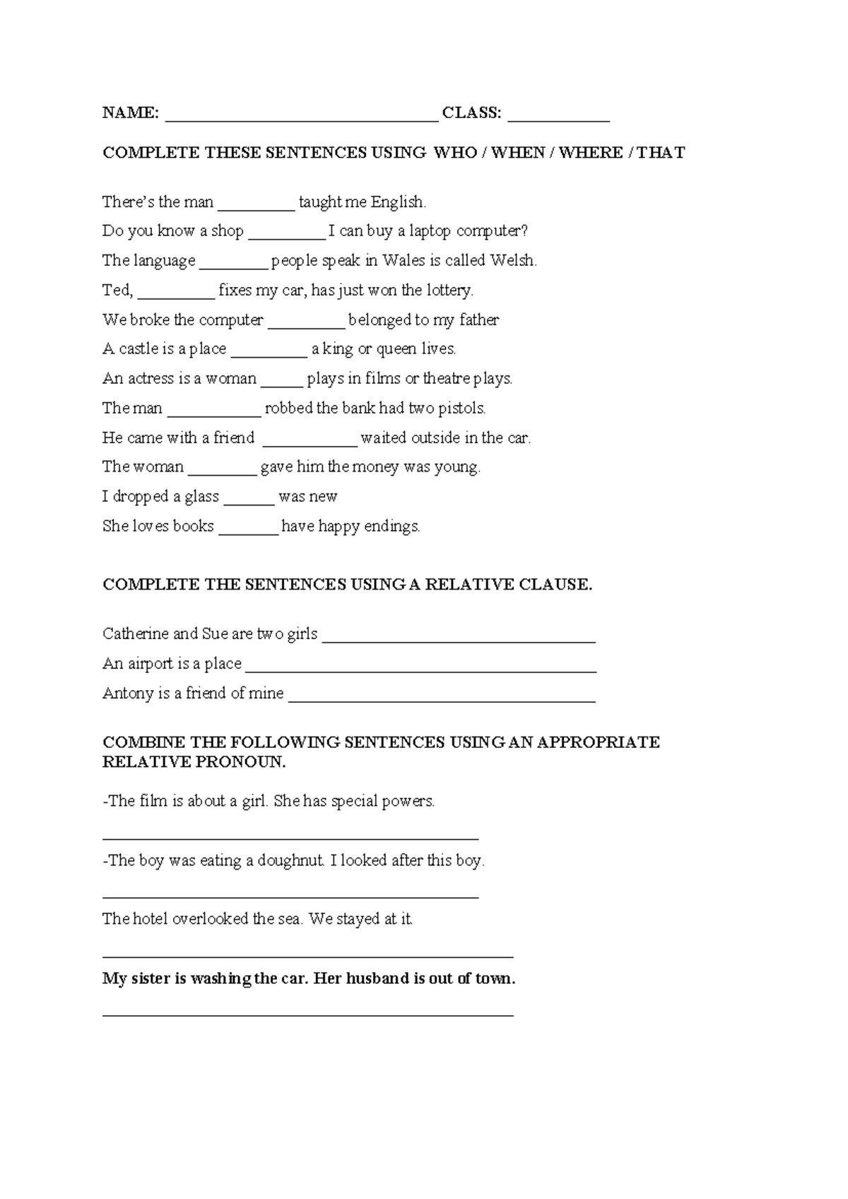 Grammar Exercises on Relative Clauses - ESL 101 - Studocu