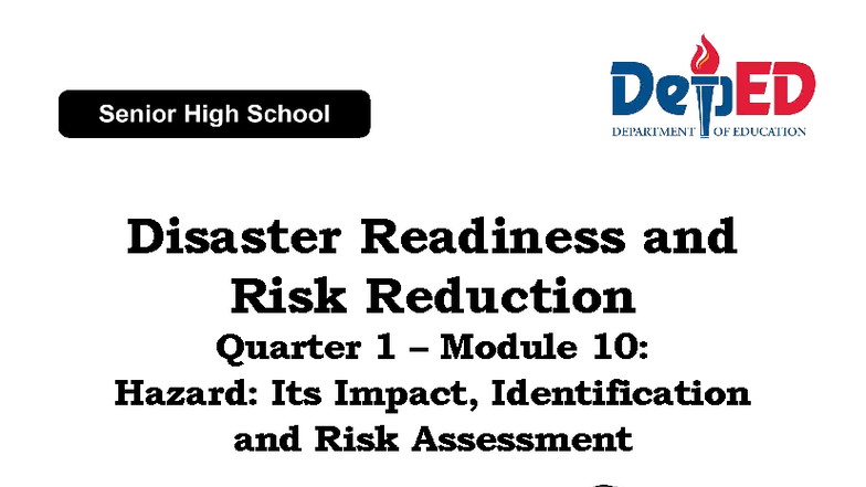 Disaster Readiness and Risk Reduction ADM Q1 Module 10: Hazard ...