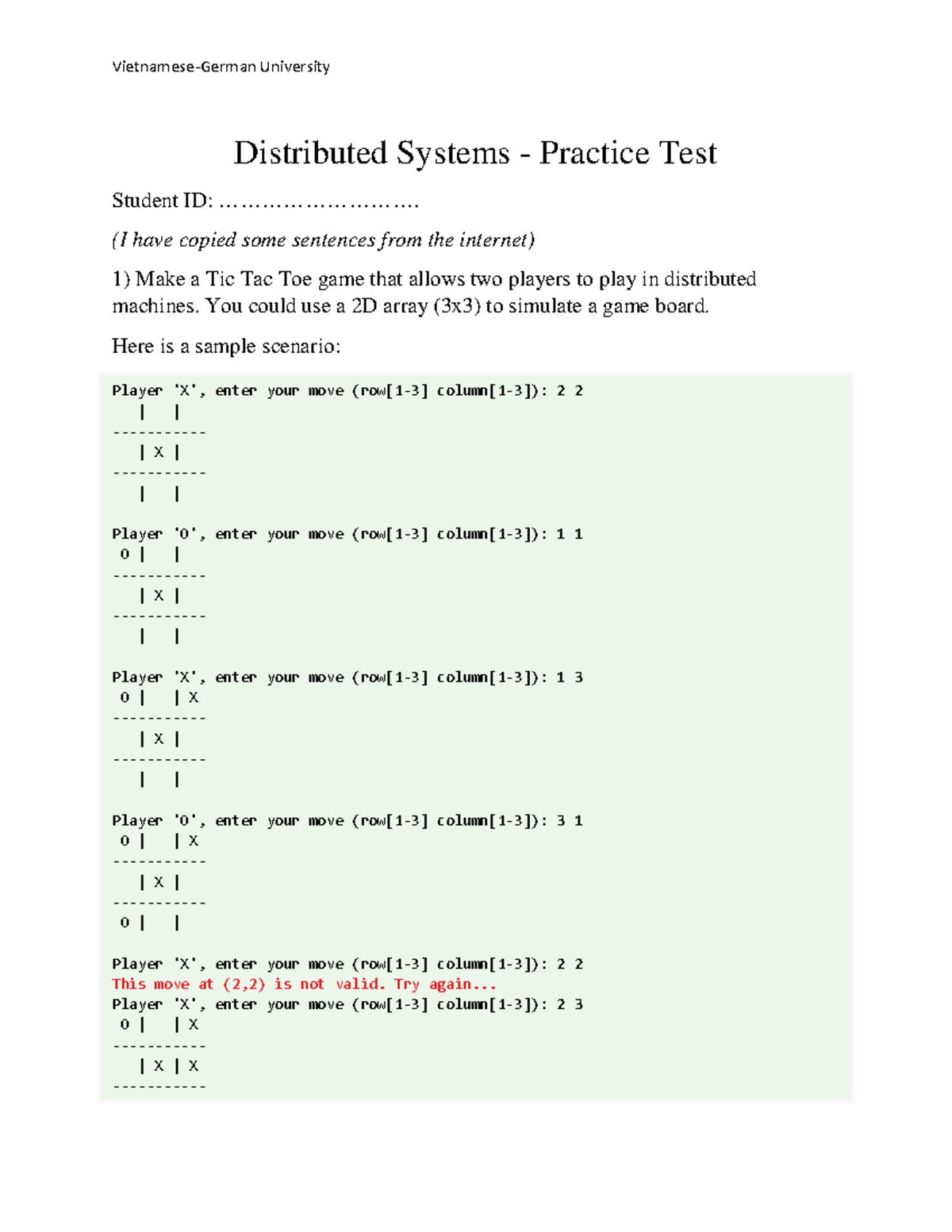 Practice Test for Distributed System - Vietnamese-German University ...