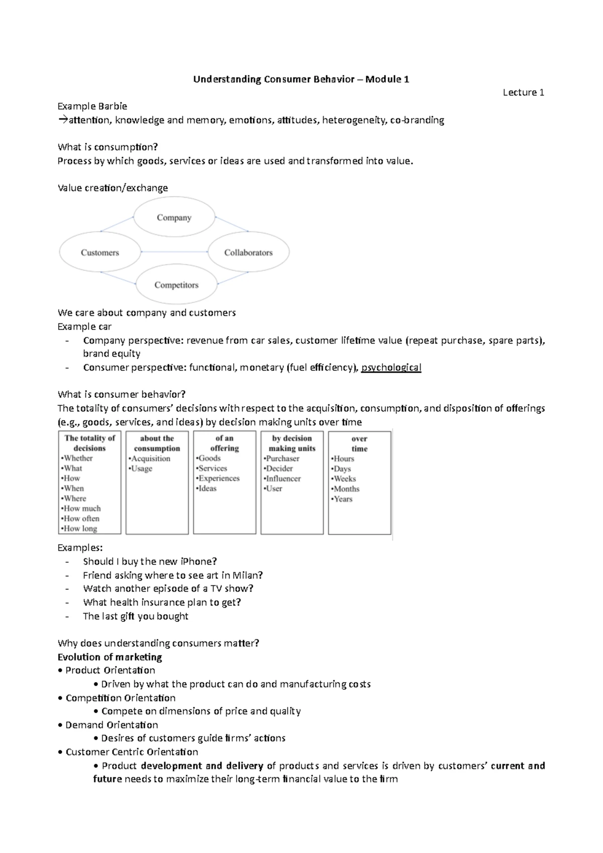 UCB1 Notes: Summary of Understanding Consumer Behaviour and CCT 1 - Studocu