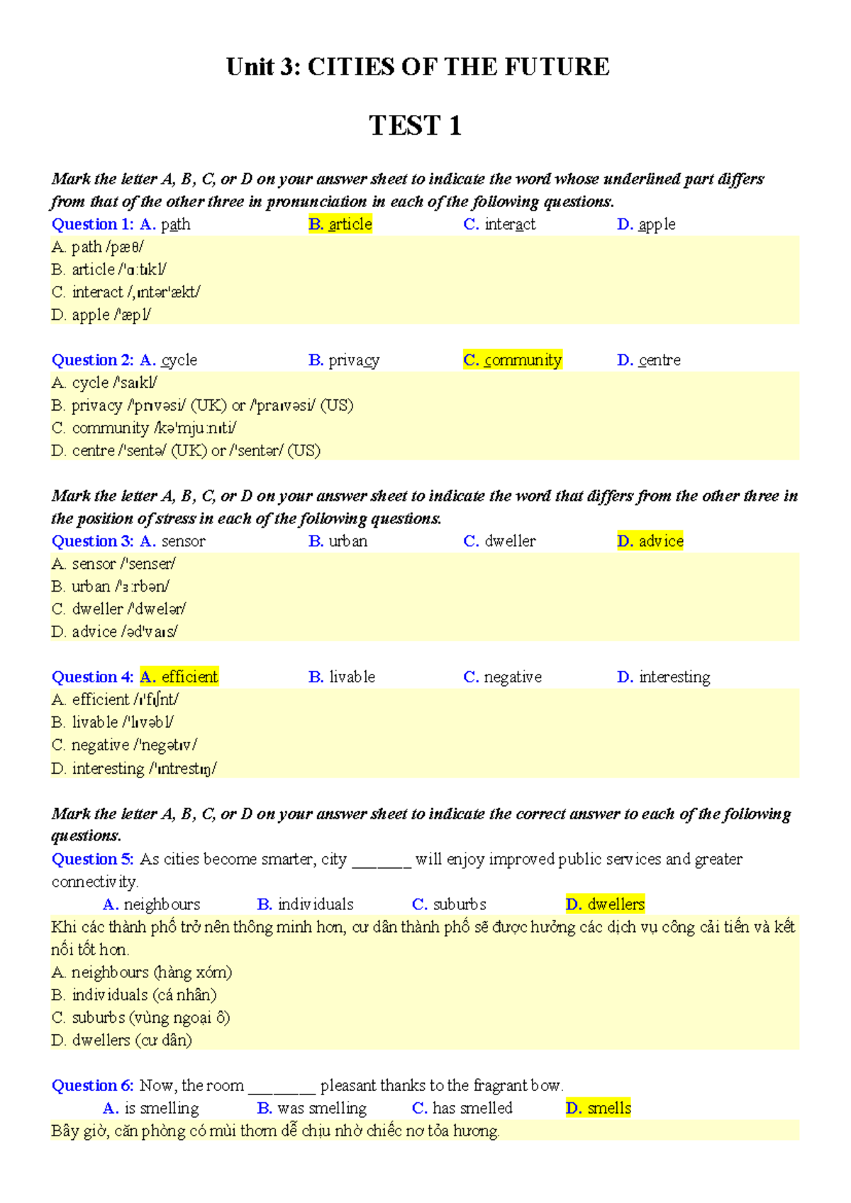 BỘ TEST Global Success 11 - FORM 2025 [C11.U3] TEST 1 Chi Tiết - Studocu