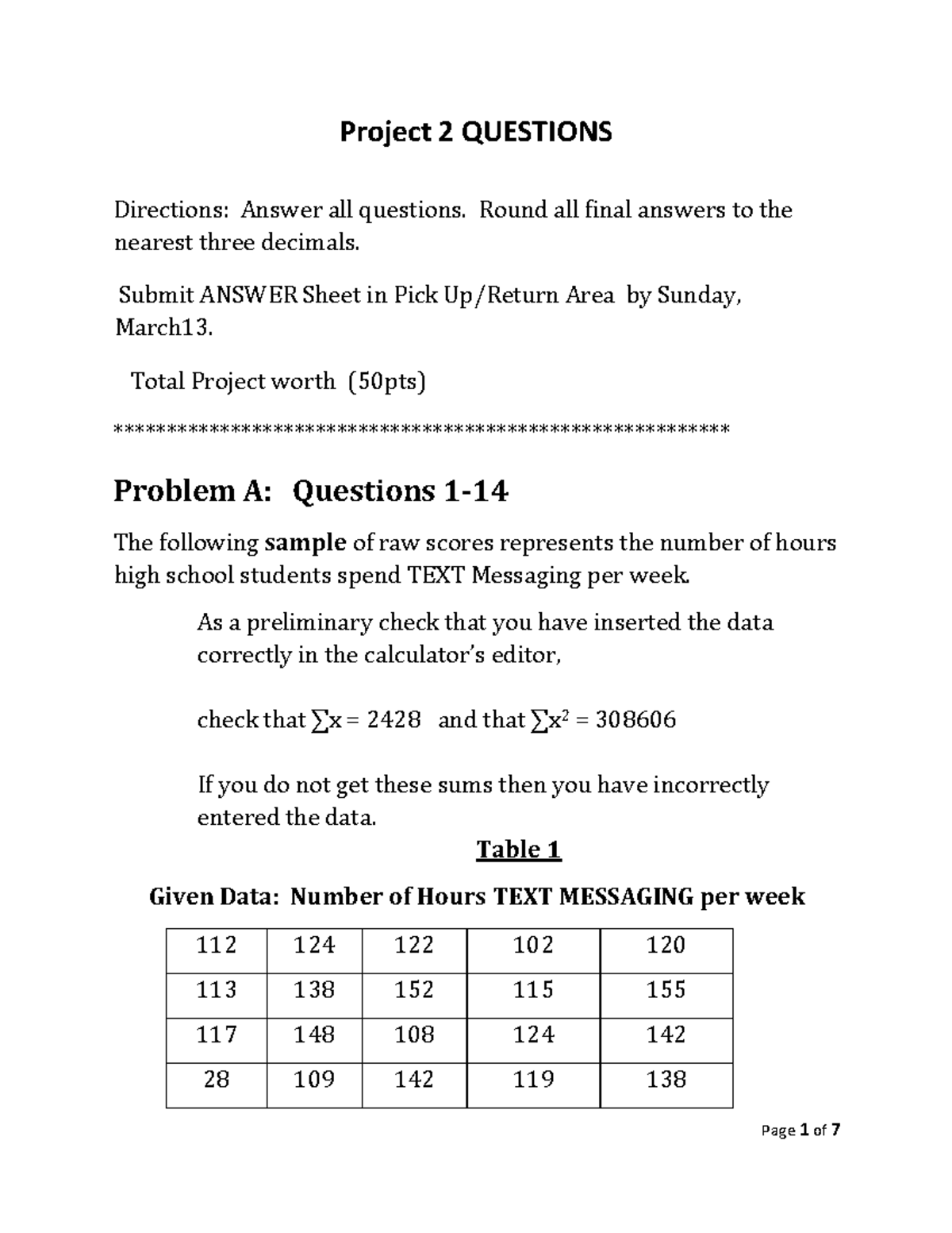Project 2: Statistical Analysis and Data Interpretation Questions - Studocu