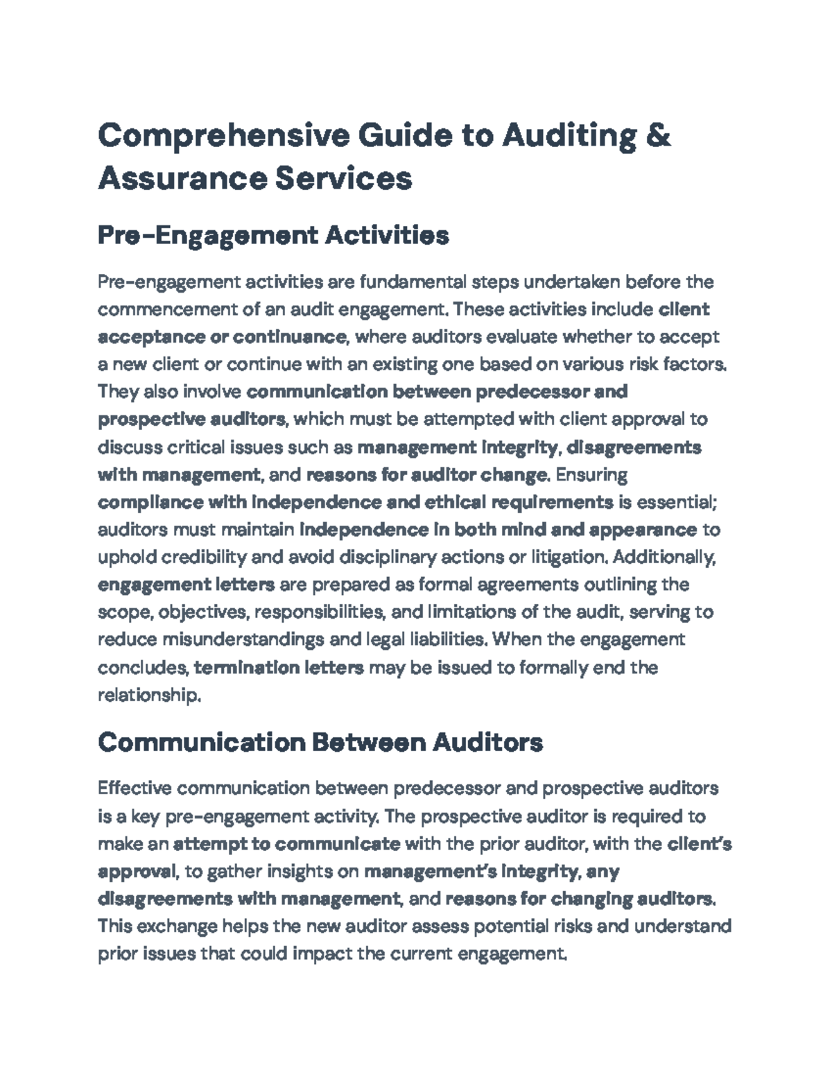 Comprehensive Guide to Auditing & Assurance Services (ACC0895) - Studocu