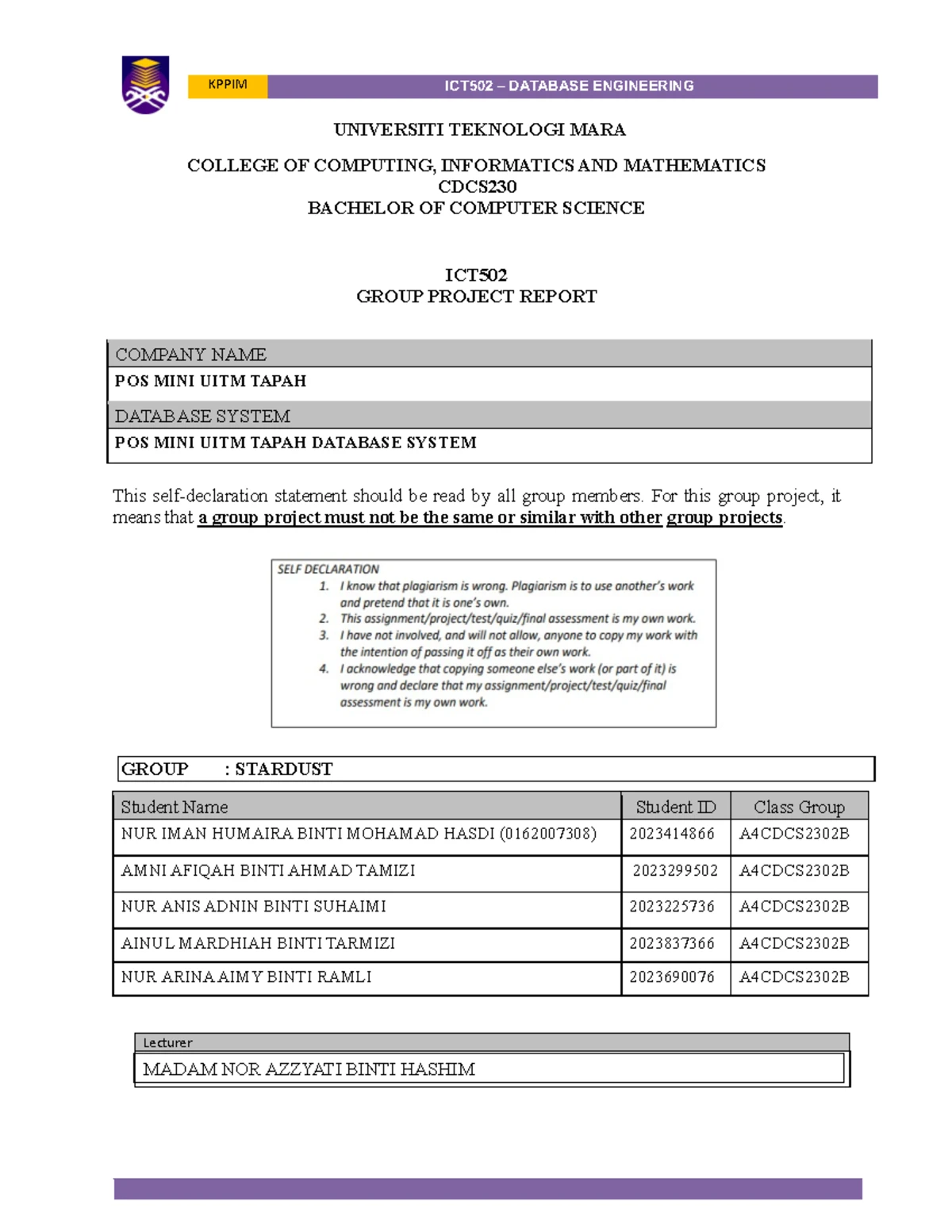 Project Report: CommonLo. Online Shopping Management System (ICT502 ...