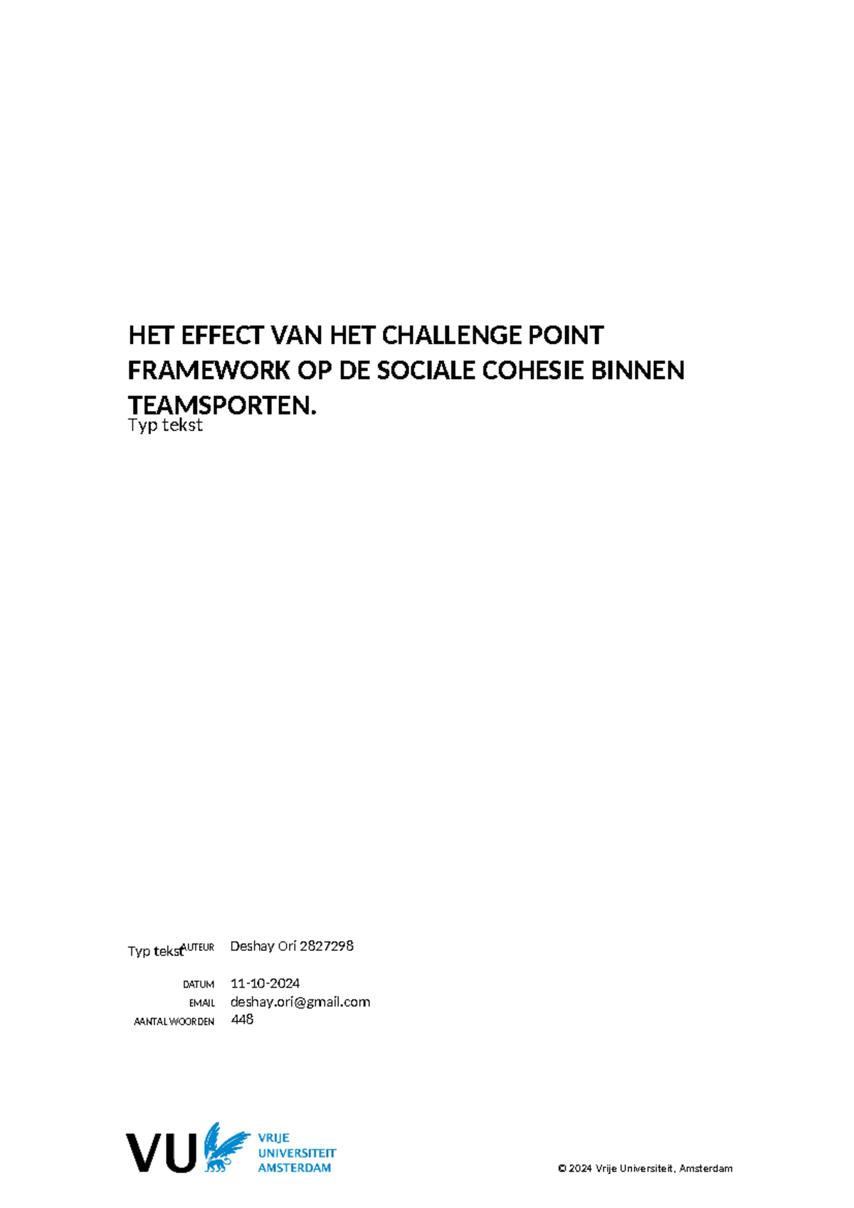 Het effect van het Challenge Point Framework op sociale cohesie in ...