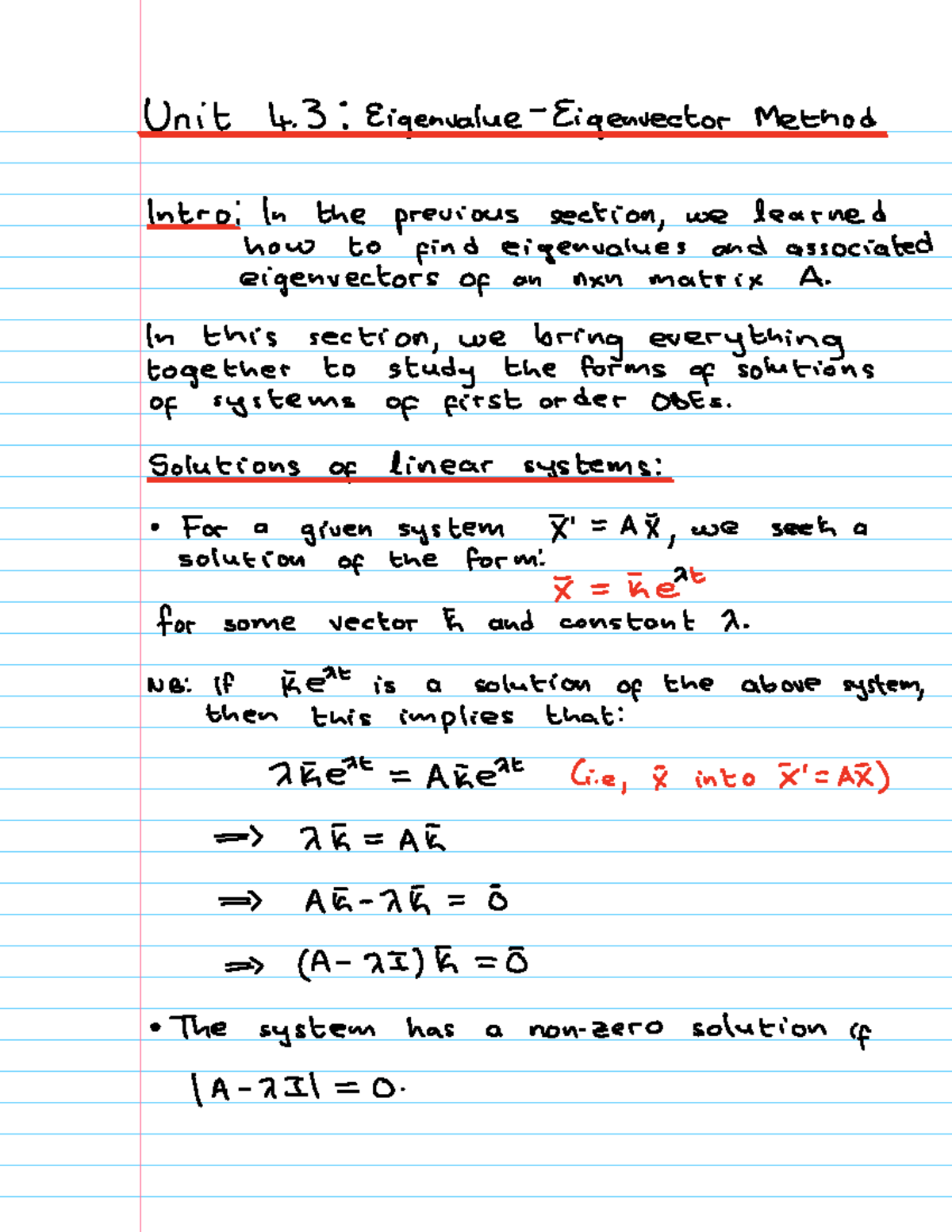 Unit 4.3 Lecture Notes: Eigenvalue and Eigenvector Methods Explained ...