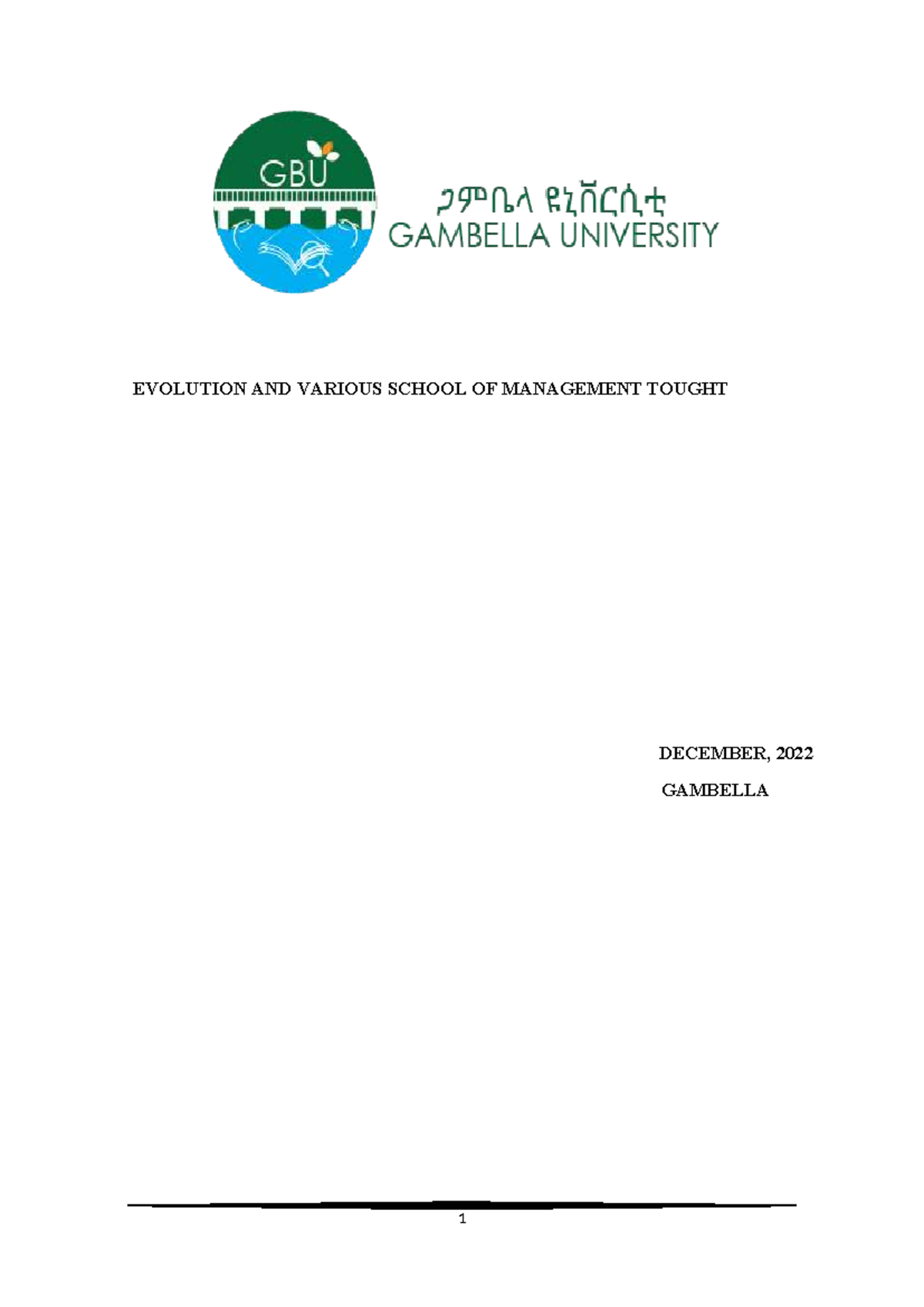 Evolution of Management Thought: A Comprehensive Review (MGT 101) - Studocu