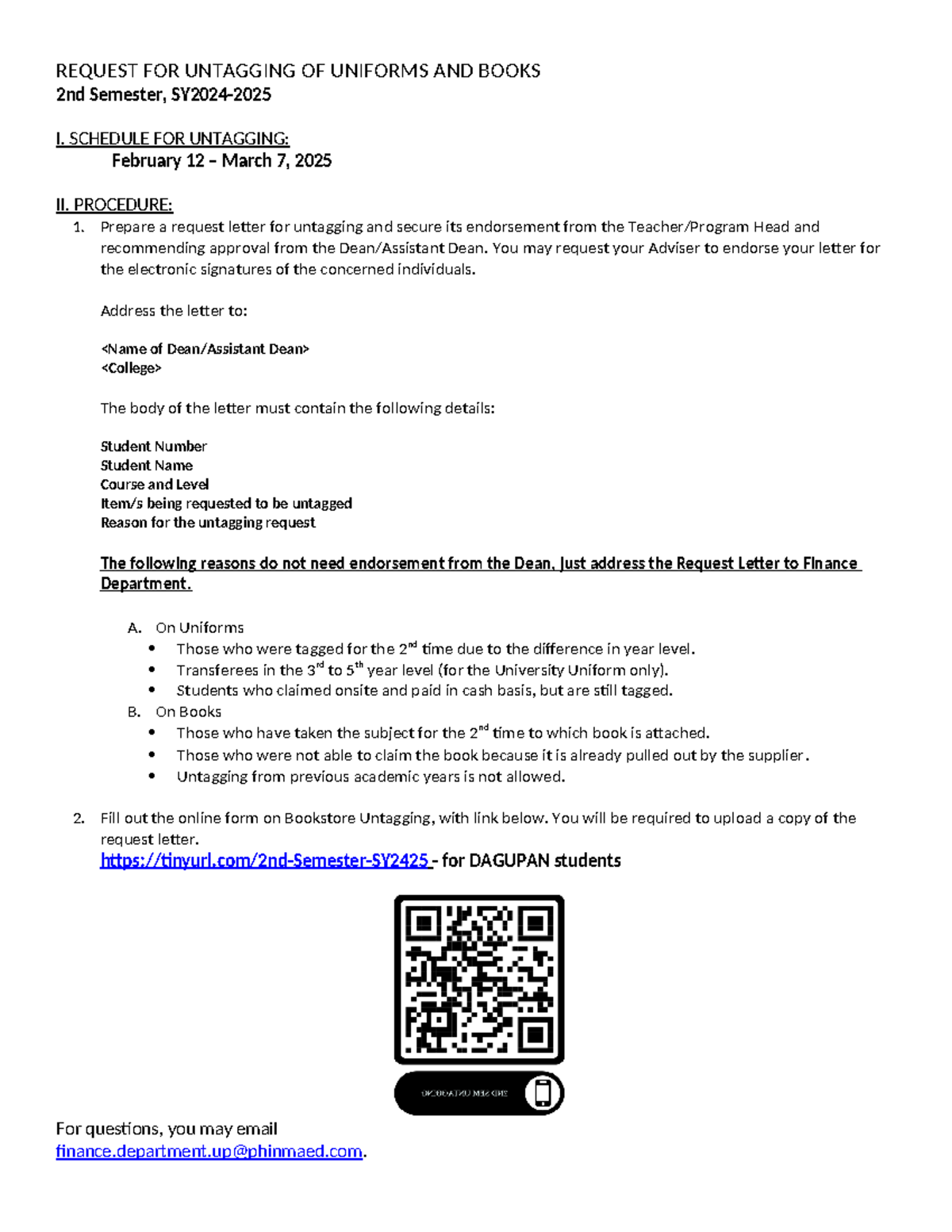 Untagging Procedure and Criteria 2nd Sem SY2425 - REQUEST FOR UNTAGGING ...