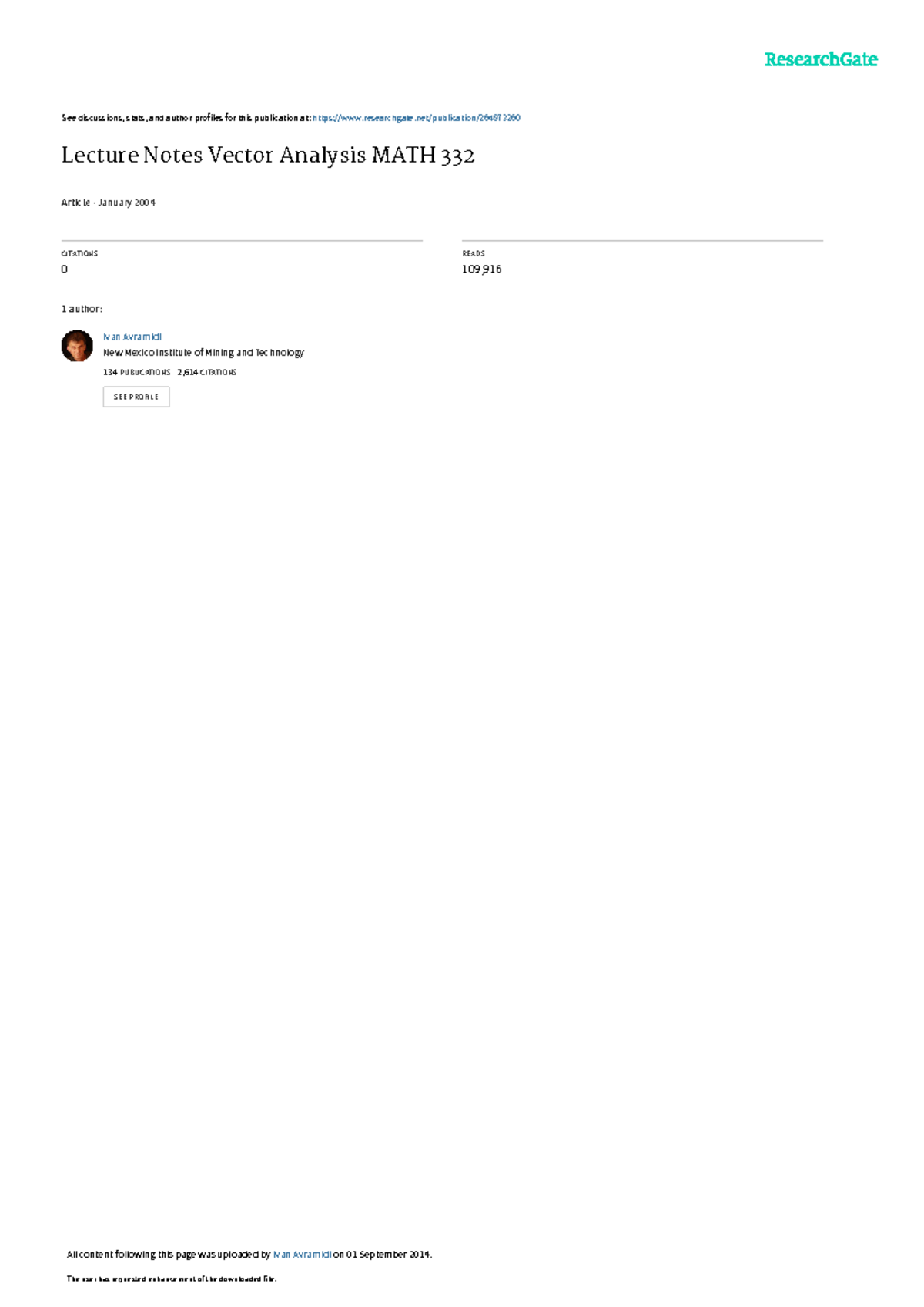 Lecture Notes on Vector Analysis (MATH 332) - Studocu