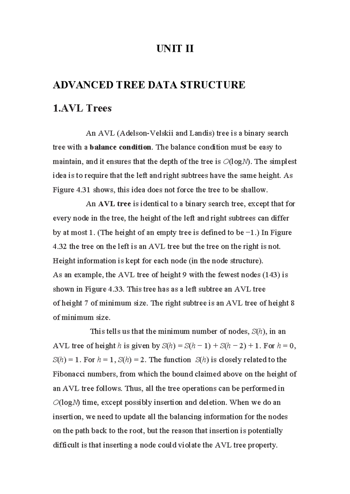 ADS-UNIT II: Advanced Tree Data Structures - AVL Trees Overview - Studocu