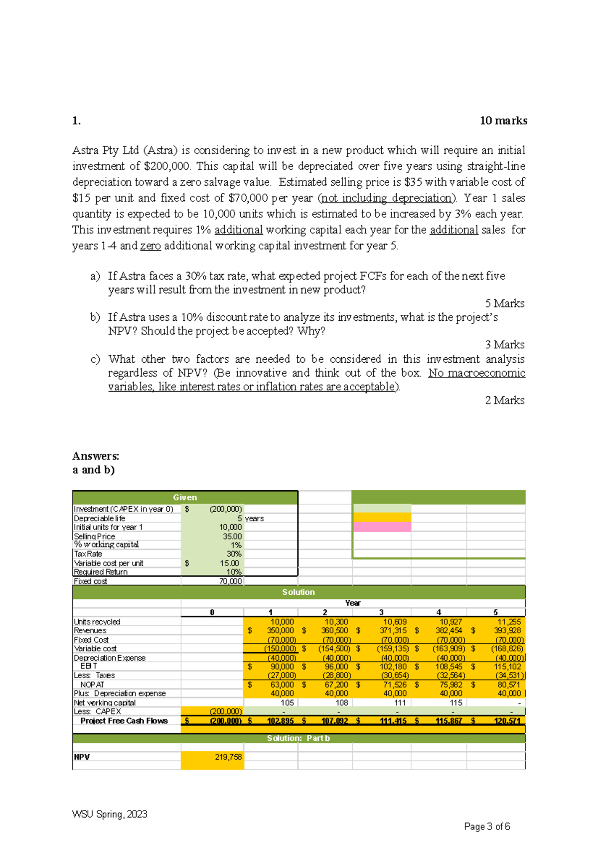 FINC3015 Spring 2024 Mid-Sem Exam Solutions and Analysis - Studocu