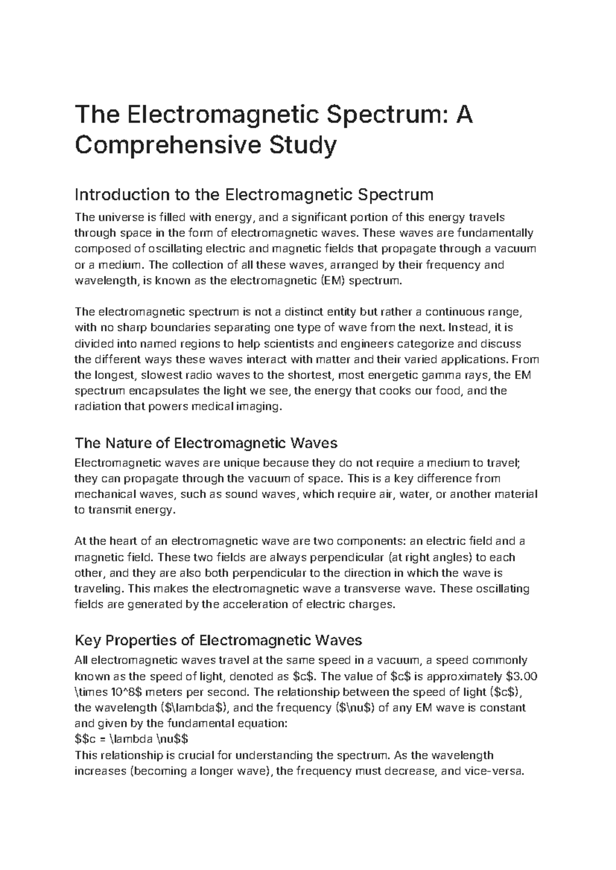 EM Spectrum Overview: Key Concepts and Applications - Studocu