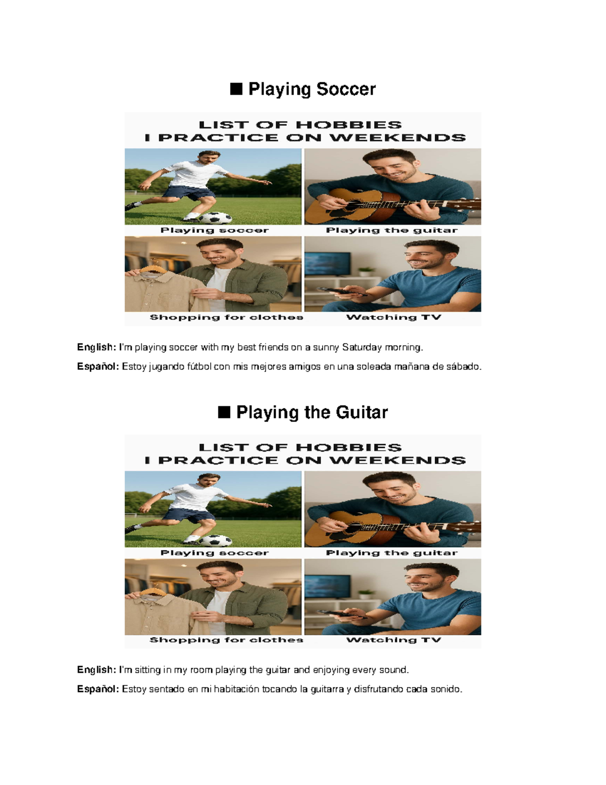 Weekend Hobbies - Tarea de Inglés (English Assignment) - Studocu