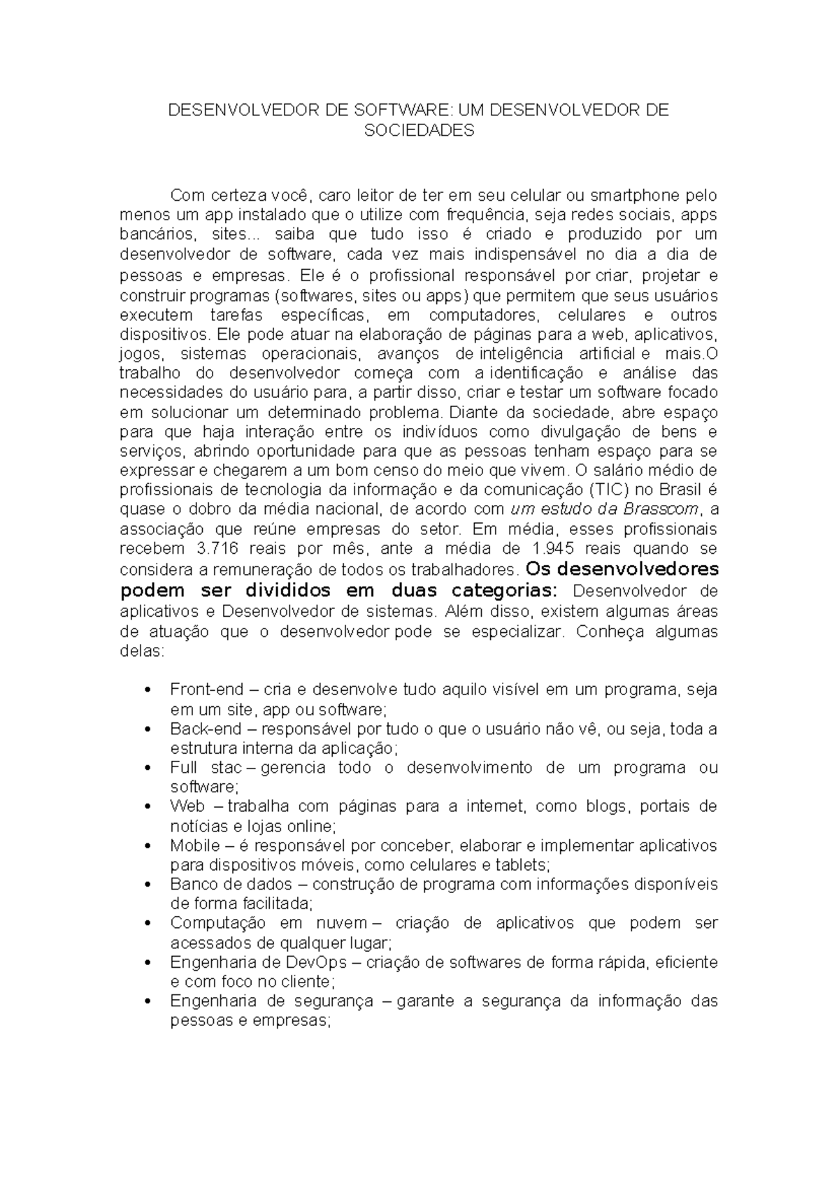 Desenvolvedor DE Software - DESENVOLVEDOR DE SOFTWARE: UM DESENVOLVEDOR ...
