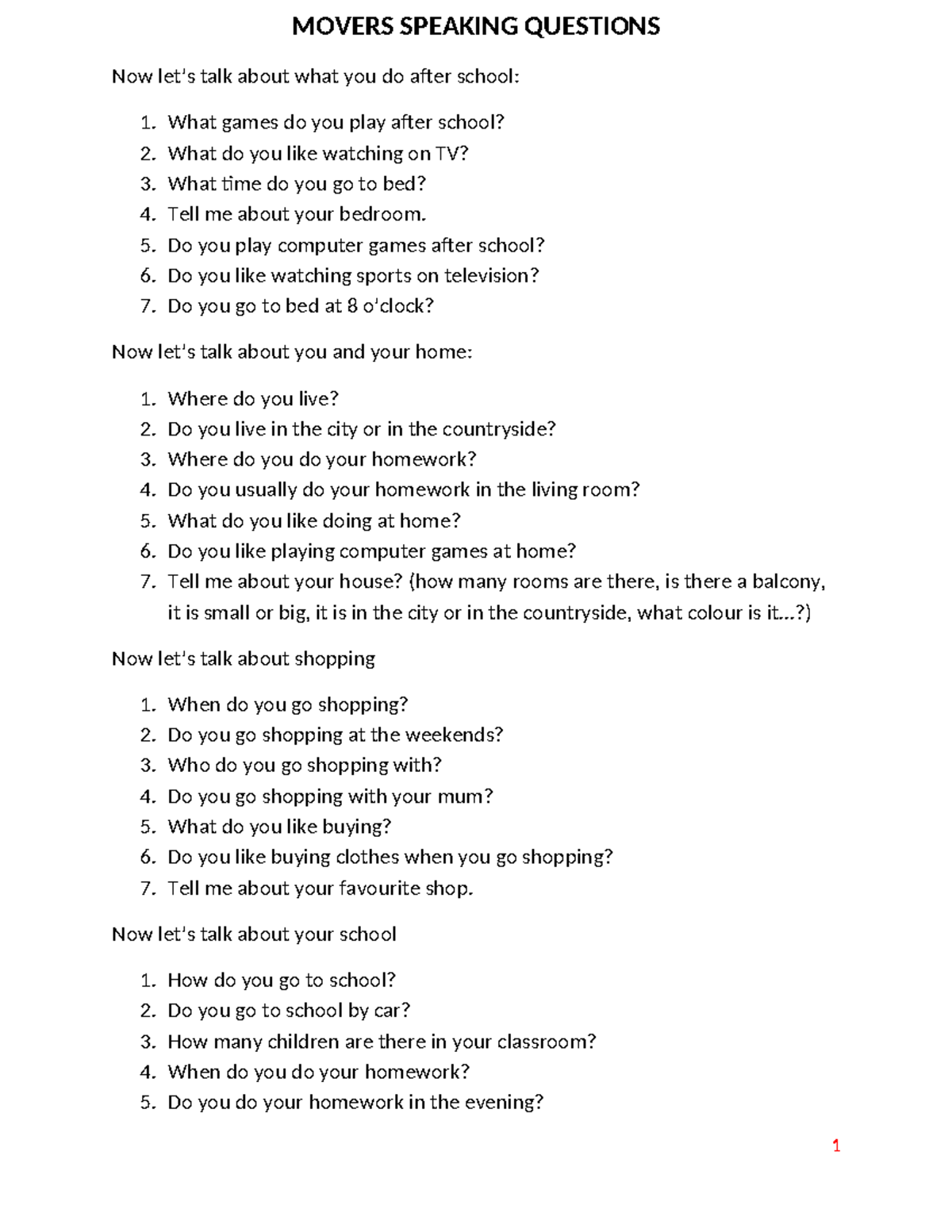 432834046 Movers Speaking Practice Questions Guide - Studocu