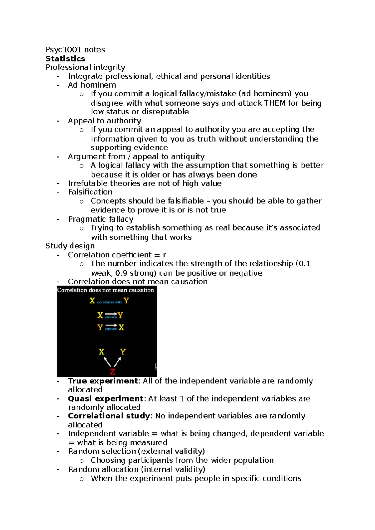 Psych 1001 Lecture Notes: Key Concepts in Psychology and Research - Studocu