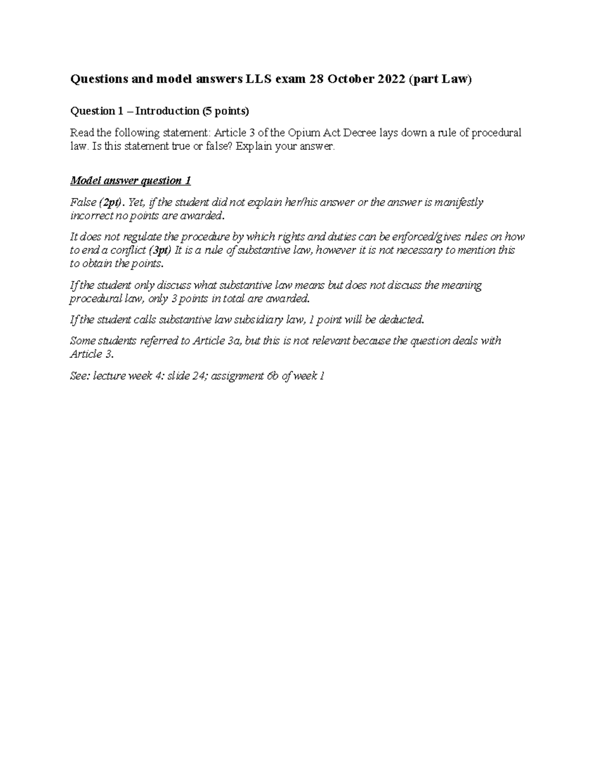 LAW - 2022 - Mock Exam Questions and Model Answers for LLS - Studeersnel