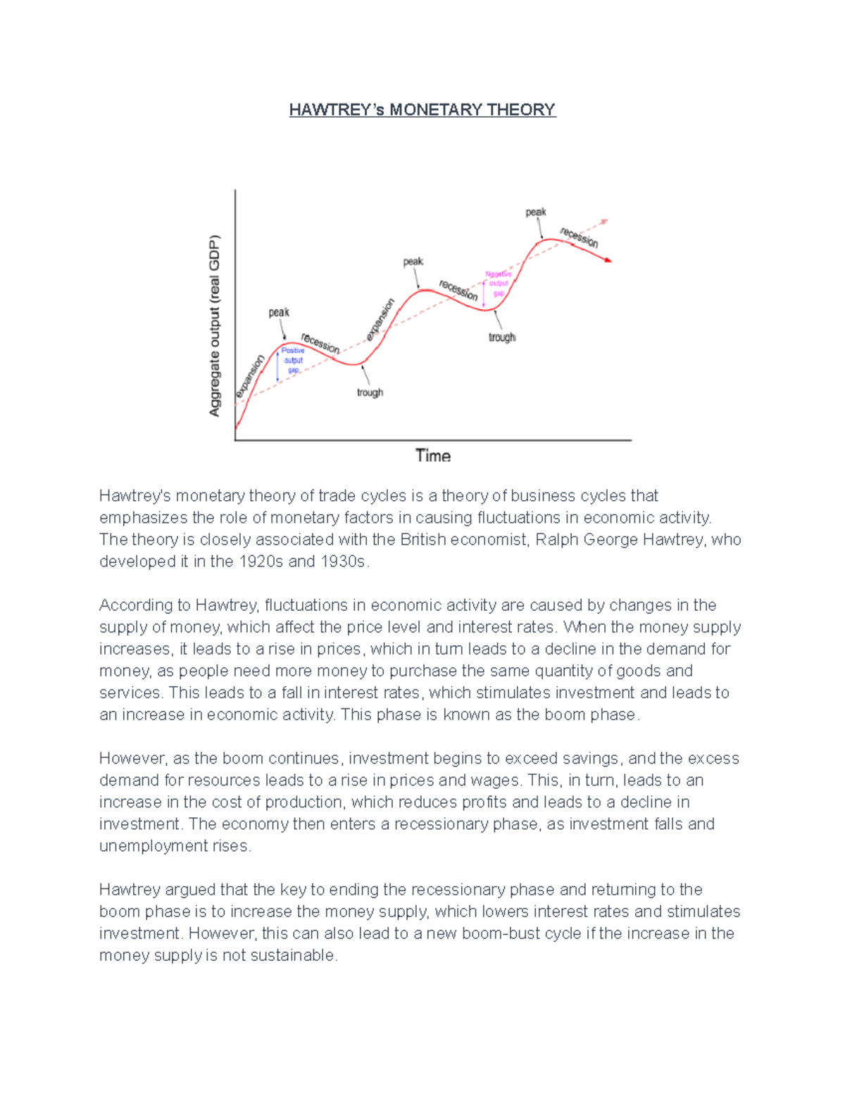 Hawtrey's Monetary Theory of Trade Cycles: Key Insights and Critiques ...