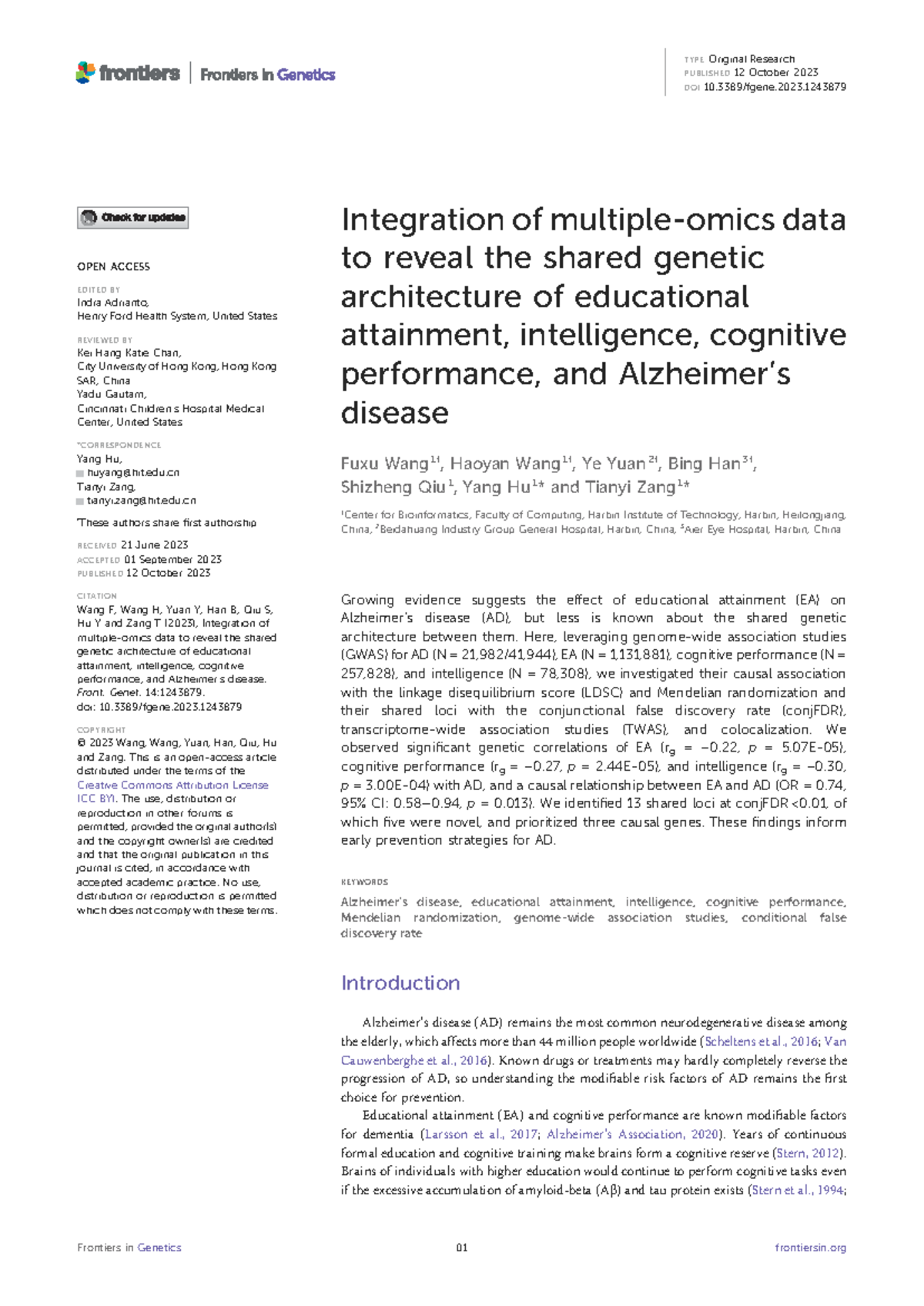 Fgene-14-1243879 - Investigación - Integration of multiple-omics data ...