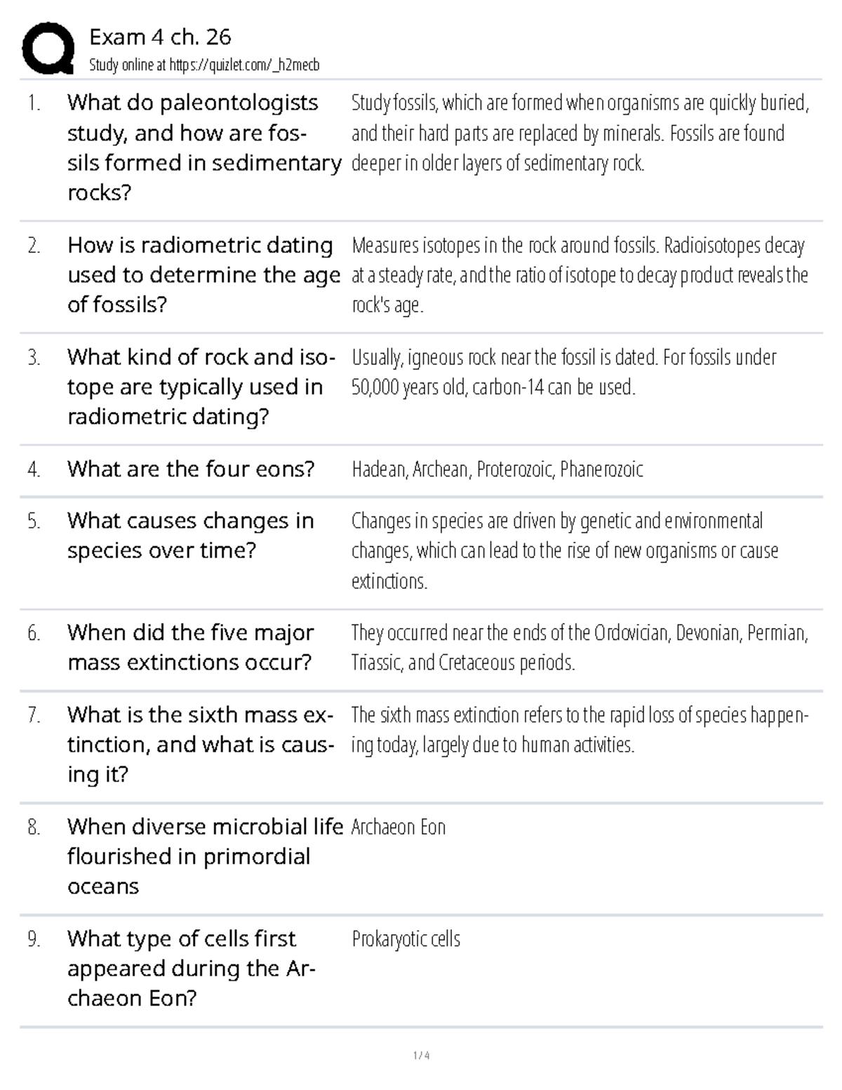 Biology Exam 4 Study Notes: Chapter 26 Insights and Key Concepts - Studocu