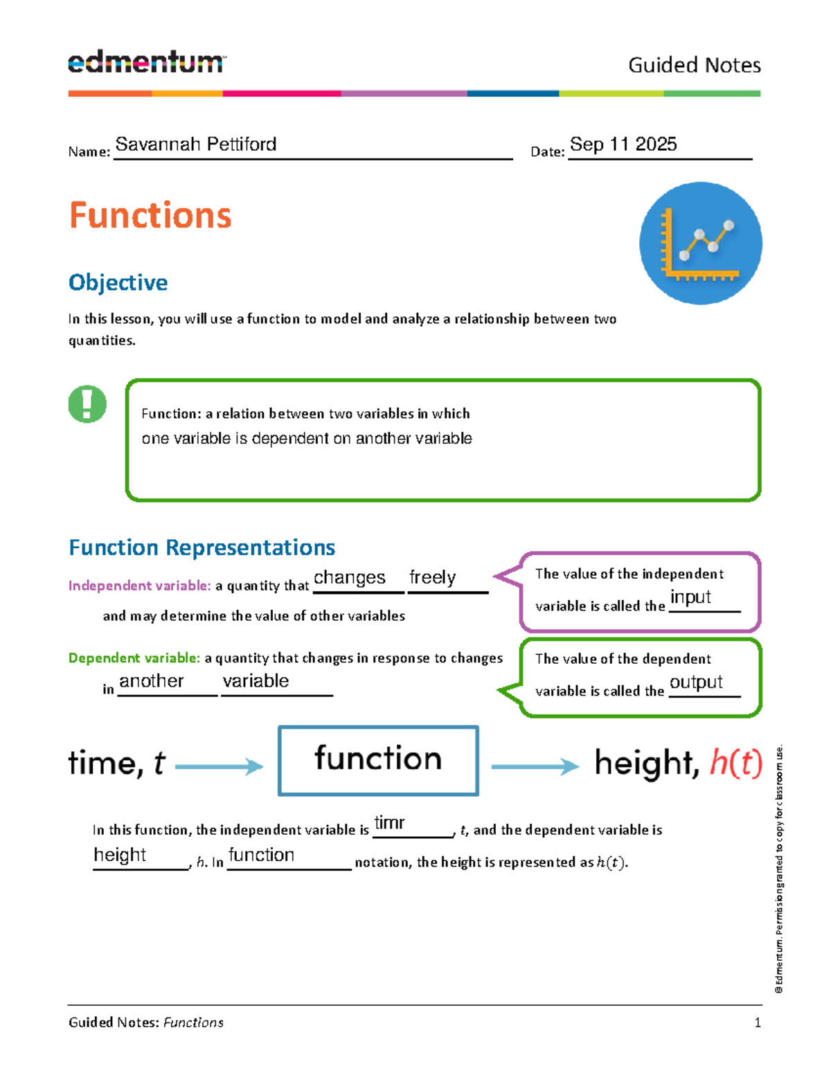 Guided Notes: Functions (MATH 101) - Concepts & Representations - Studocu