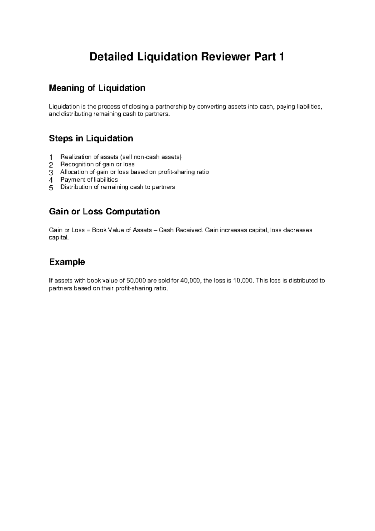 Liquidation Process Overview: Key Steps & Computation (Part 1) - Studocu