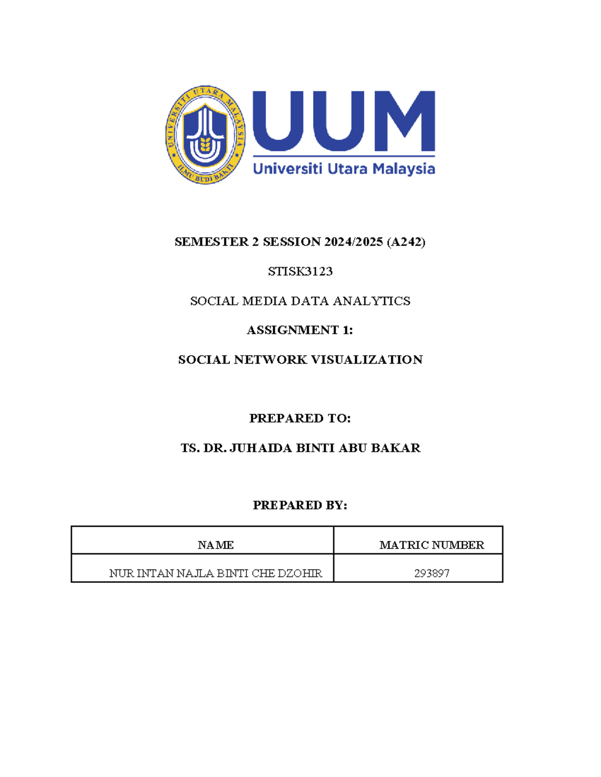STISK3123 Social Media Data Analytics Assignment 1: Network ...