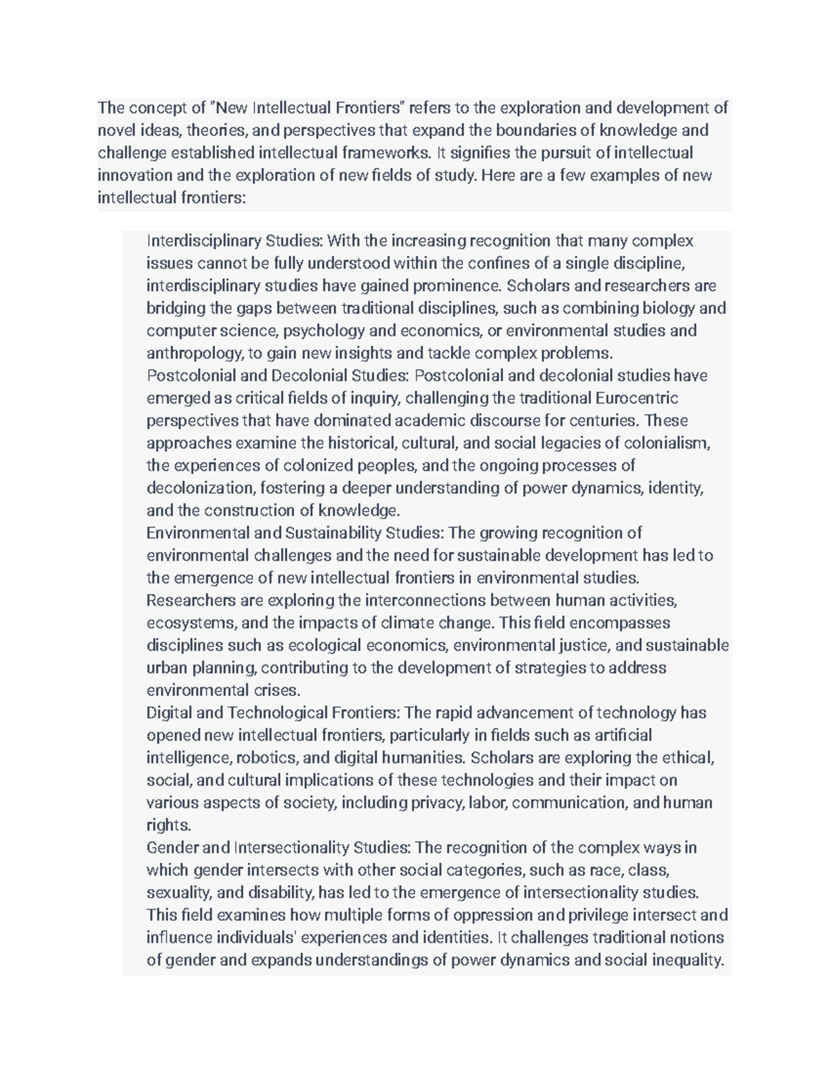 Exploring New Intellectual Frontiers: Interdisciplinary Perspectives ...
