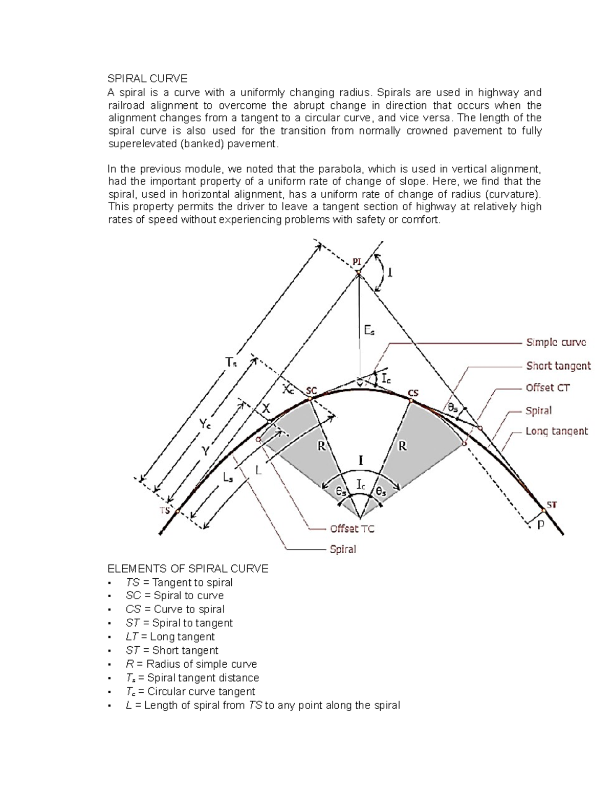 IM-18 Lecture Notes on Spiral Curves in Surveying Fundamentals - Studocu