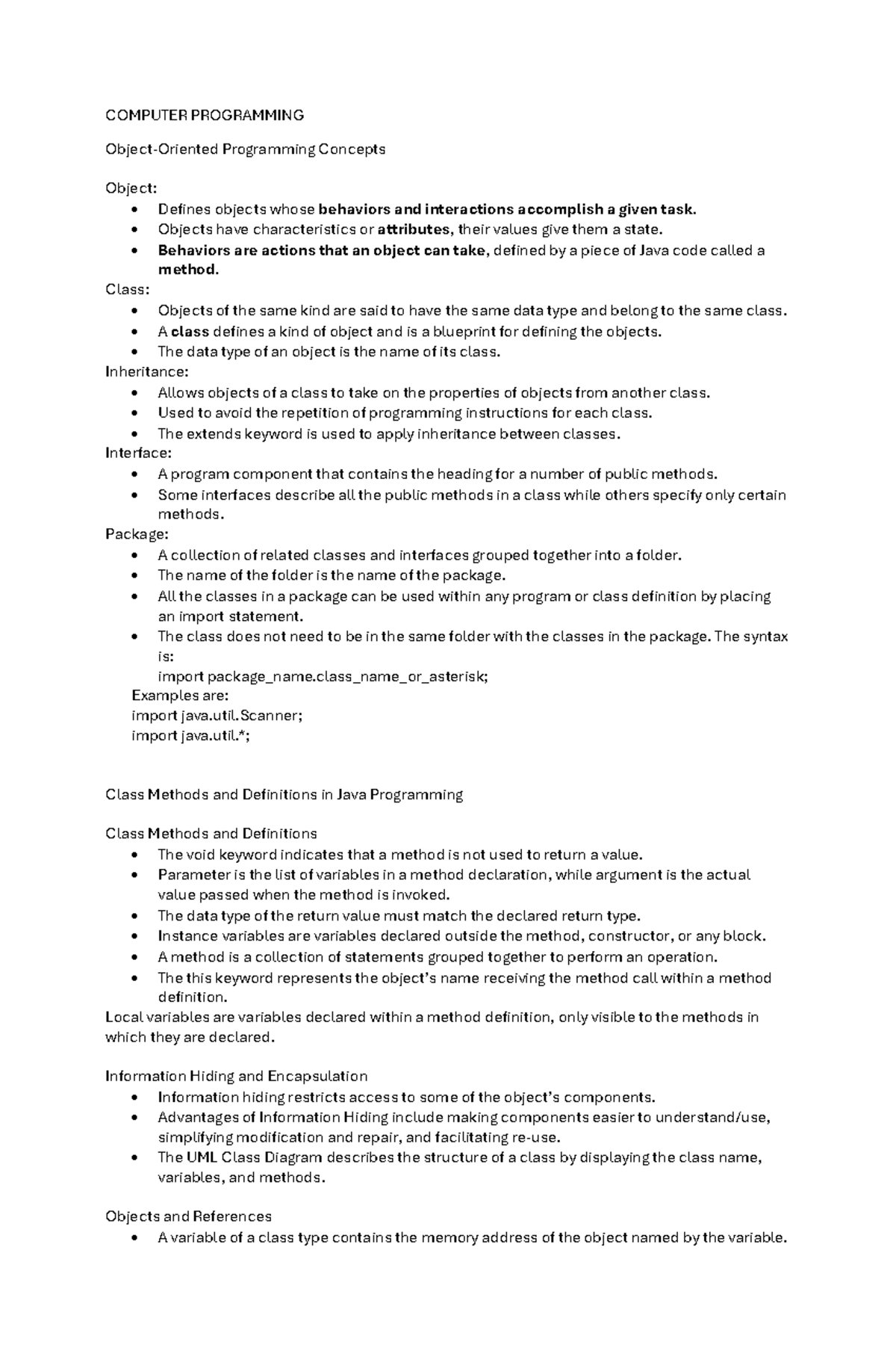 Computer Programming Reviewer: Object-Oriented Concepts and Methods ...