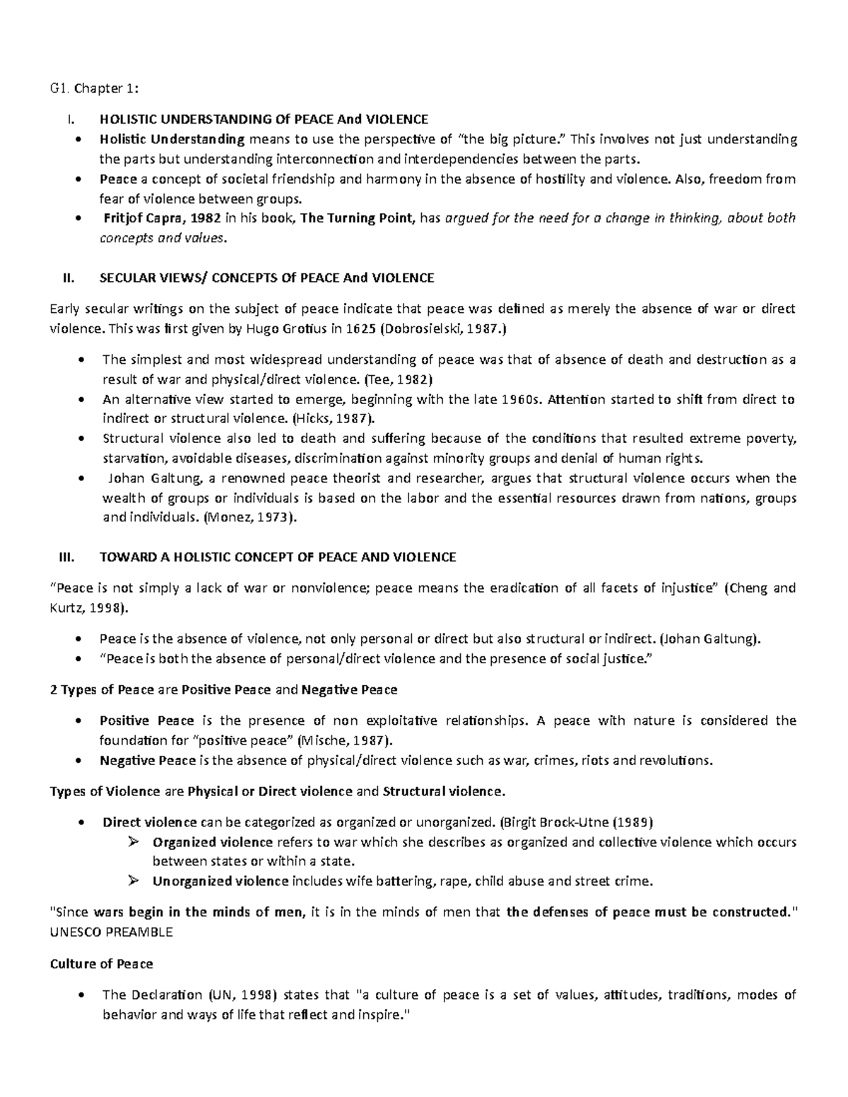 PGED- Exam Notes on Peace, Violence & Human Rights Concepts - Studocu
