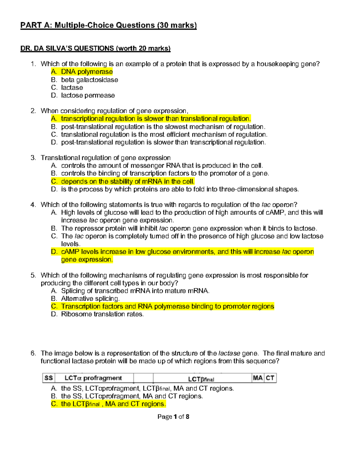 BIOL 101: Test 2 Questions on Gene Expression and Regulation - Studocu