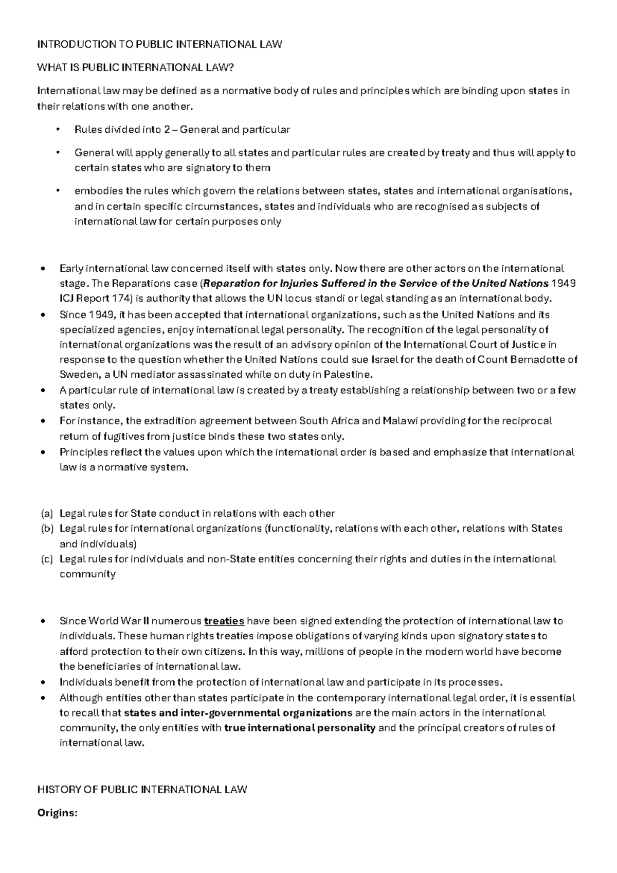 Public International Law Notes: Key Concepts and Historical Development ...