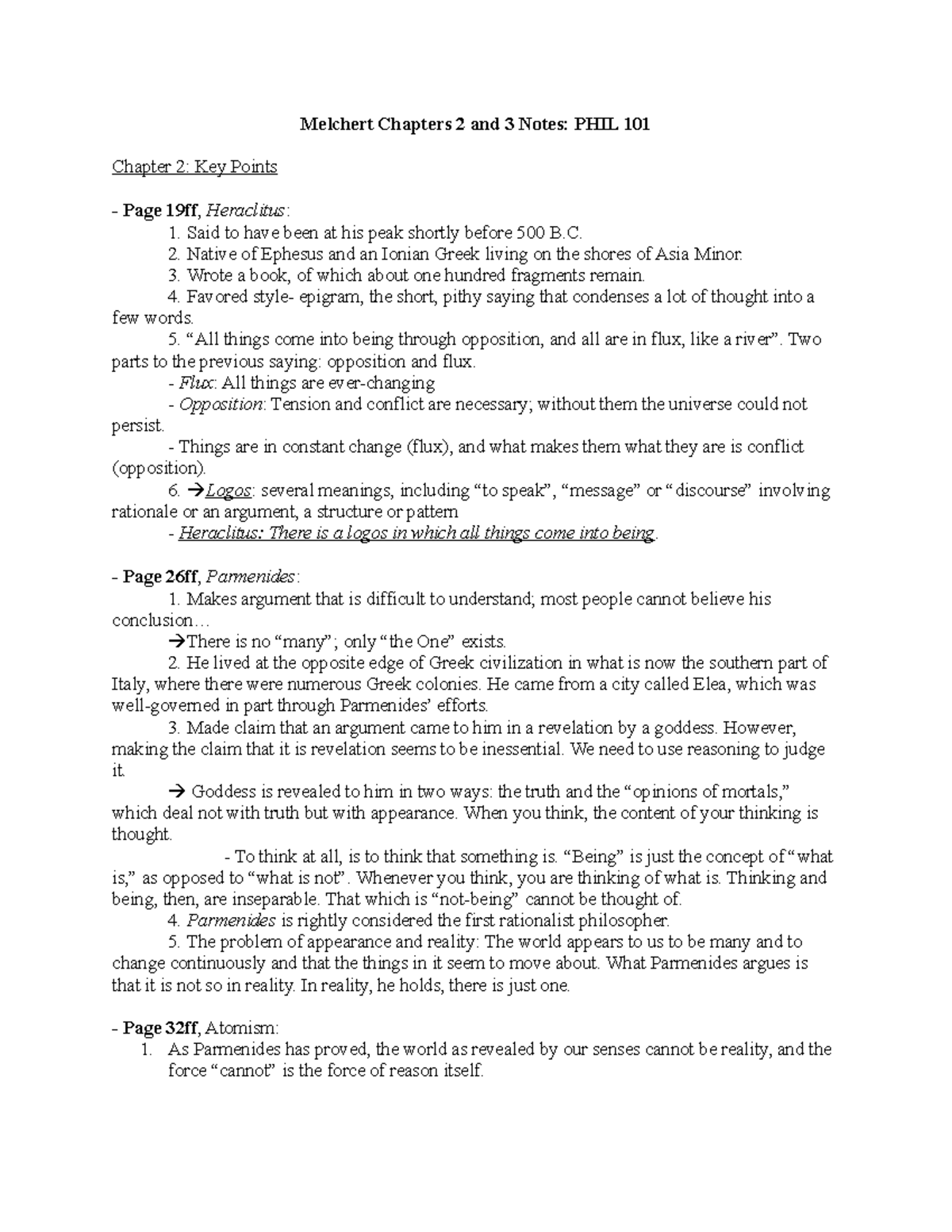 PHIL 101 Melchert Notes on Chapters 2 & 3: Key Theories Explained - Studocu