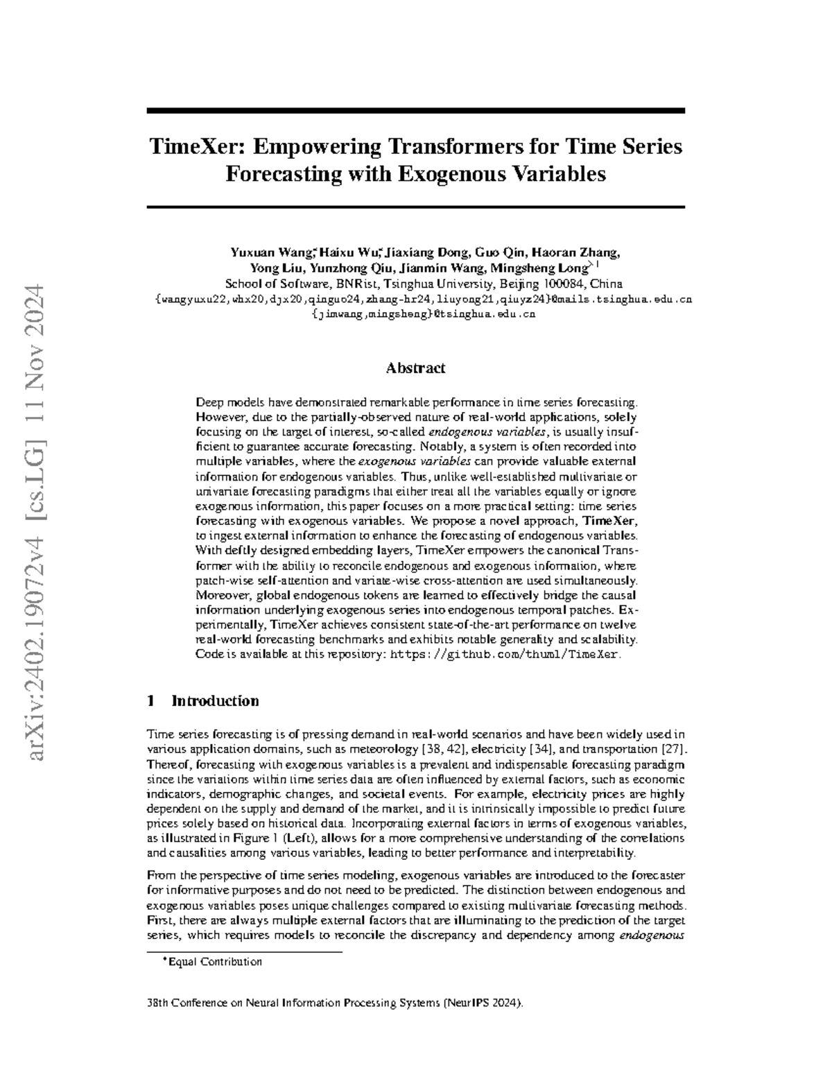 TimeXer: Enhancing Time Series Forecasting with Exogenous Variables ...