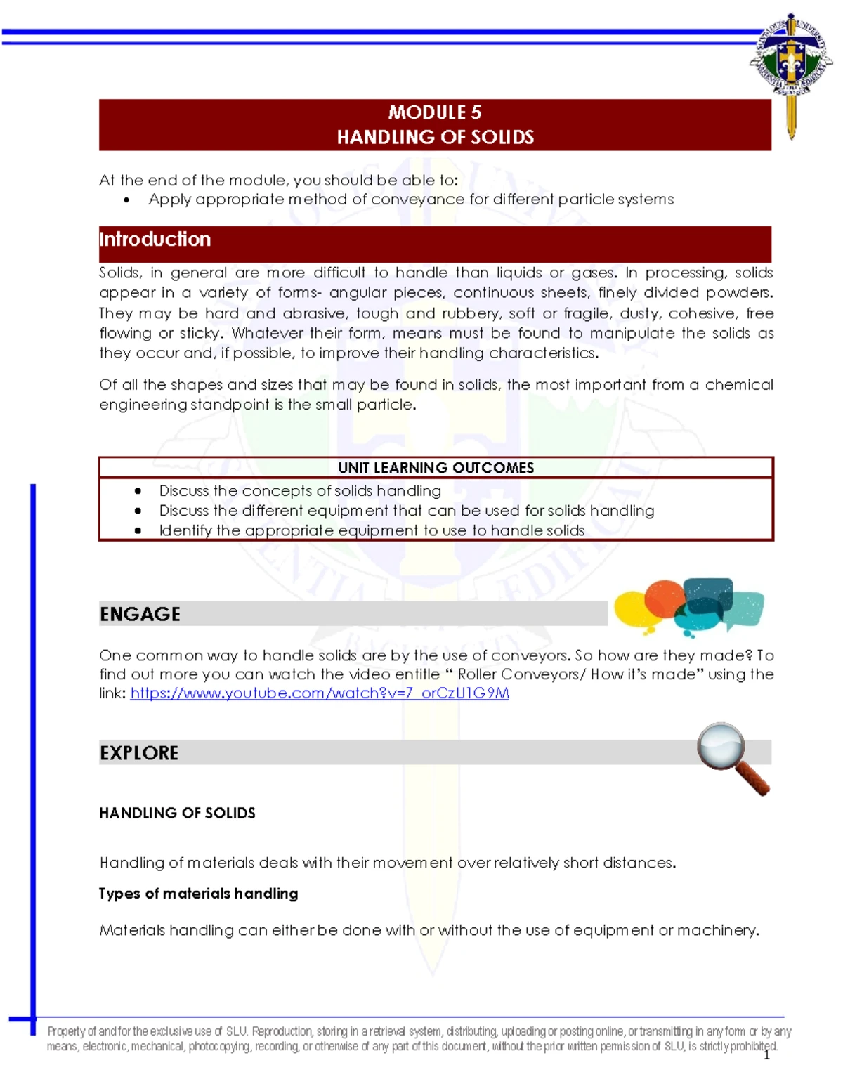 Ch E 3121 Module 3: Principles of Size Reduction & Enlargement - Studocu