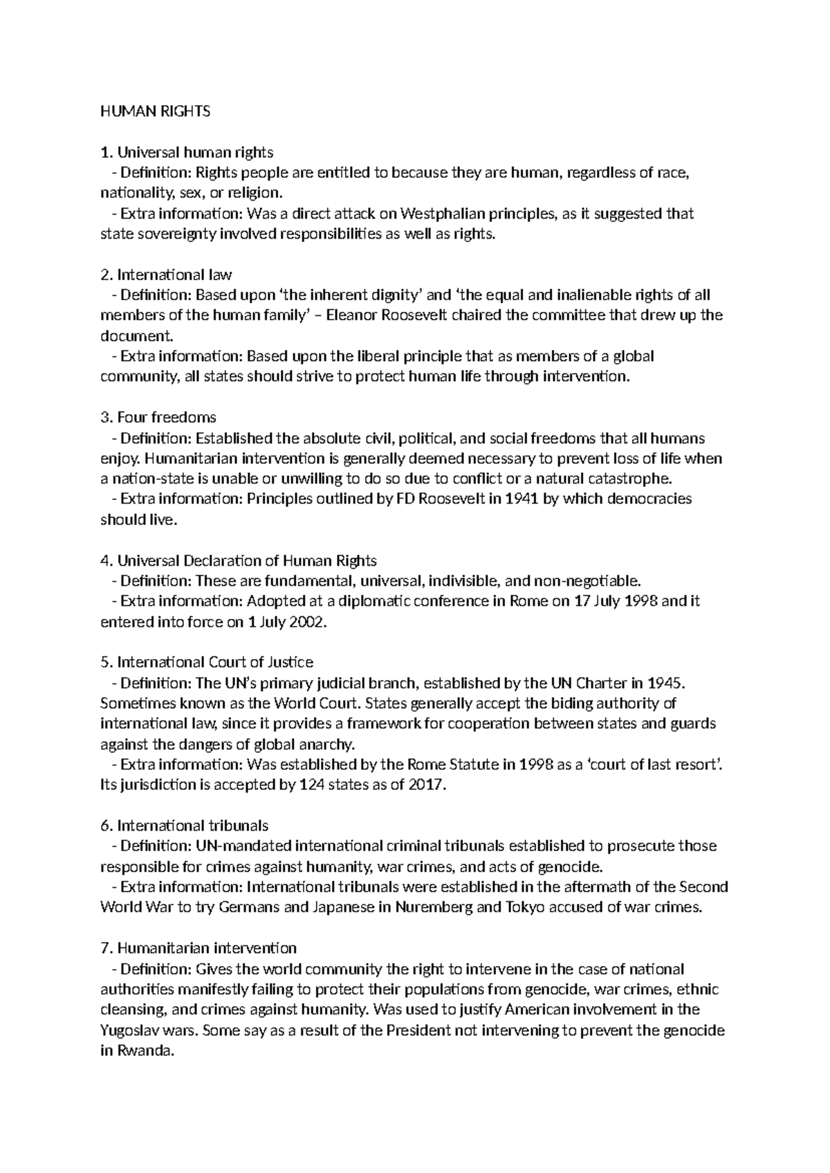Human Rights Overview: Key Concepts and Theories Explained - Studocu