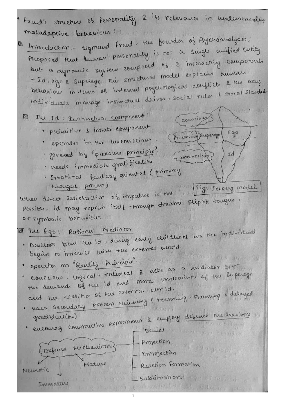 Subjective Question 3 - Psychology Notes on Personality Structure and ...