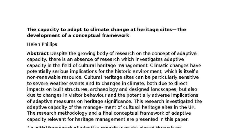 Adaptive Capacity to Climate Change in Cultural Heritage Management ...