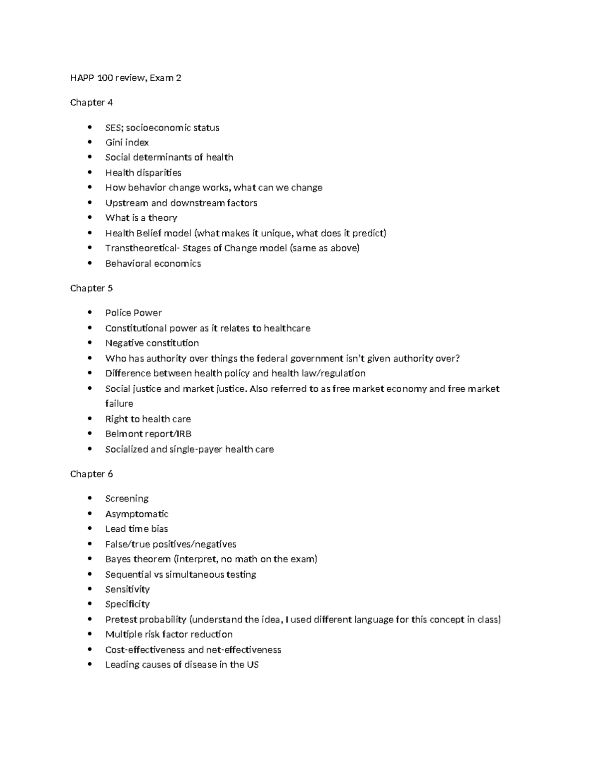 HAPP 100 Final Exam Review: Chapters 4-6 & 7, 11 Overview - HAPP 100 ...