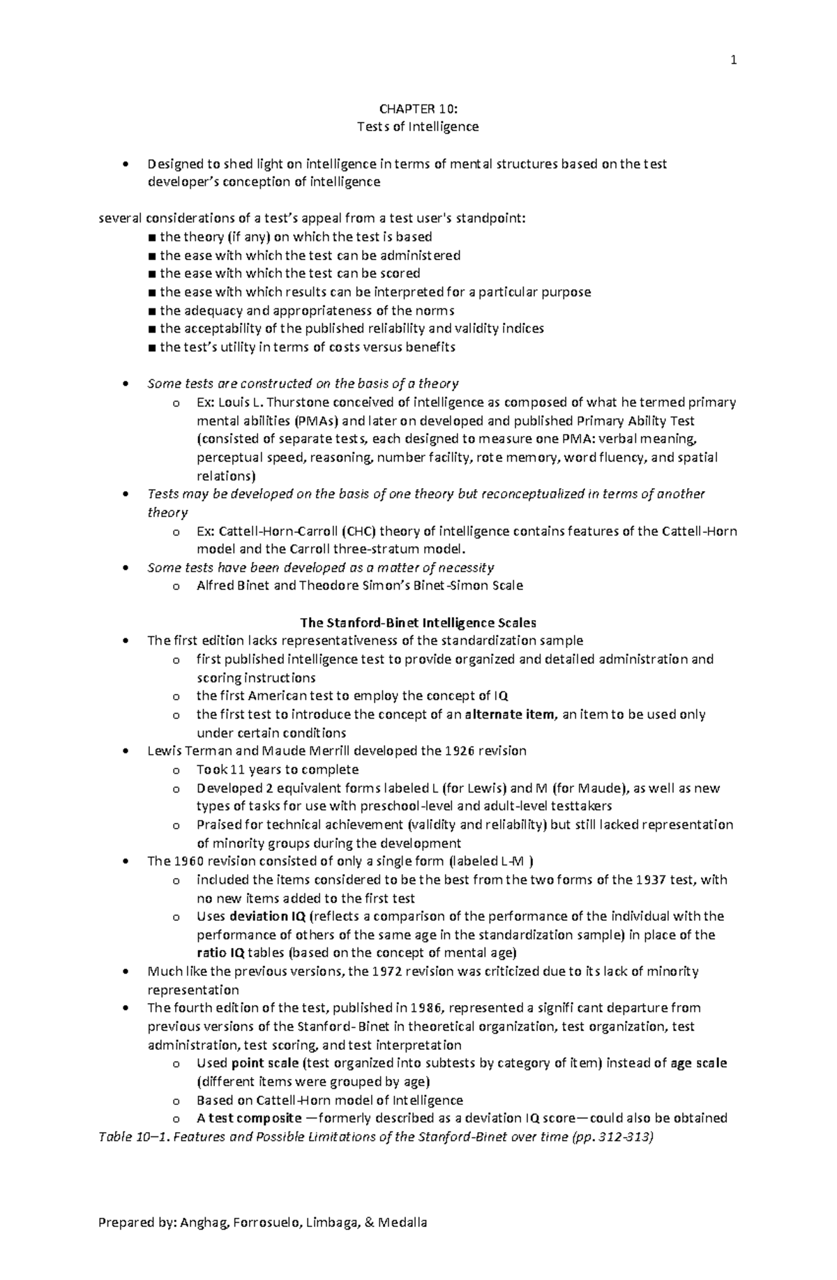 INT-8 Study Notes on Intelligence Testing and Theories - Studocu