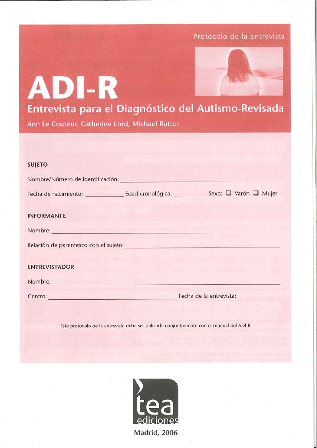 Protocolo de Entrevista para Diagnóstico ADI-R: Algoritmos y Evaluación ...