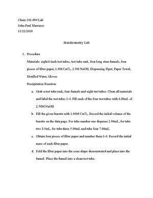 Chem 101 Lab Report 4 - Michelle Bulanov Chem 101- 𝐶𝑎𝐶𝑙2(𝑎𝑞)is added ...