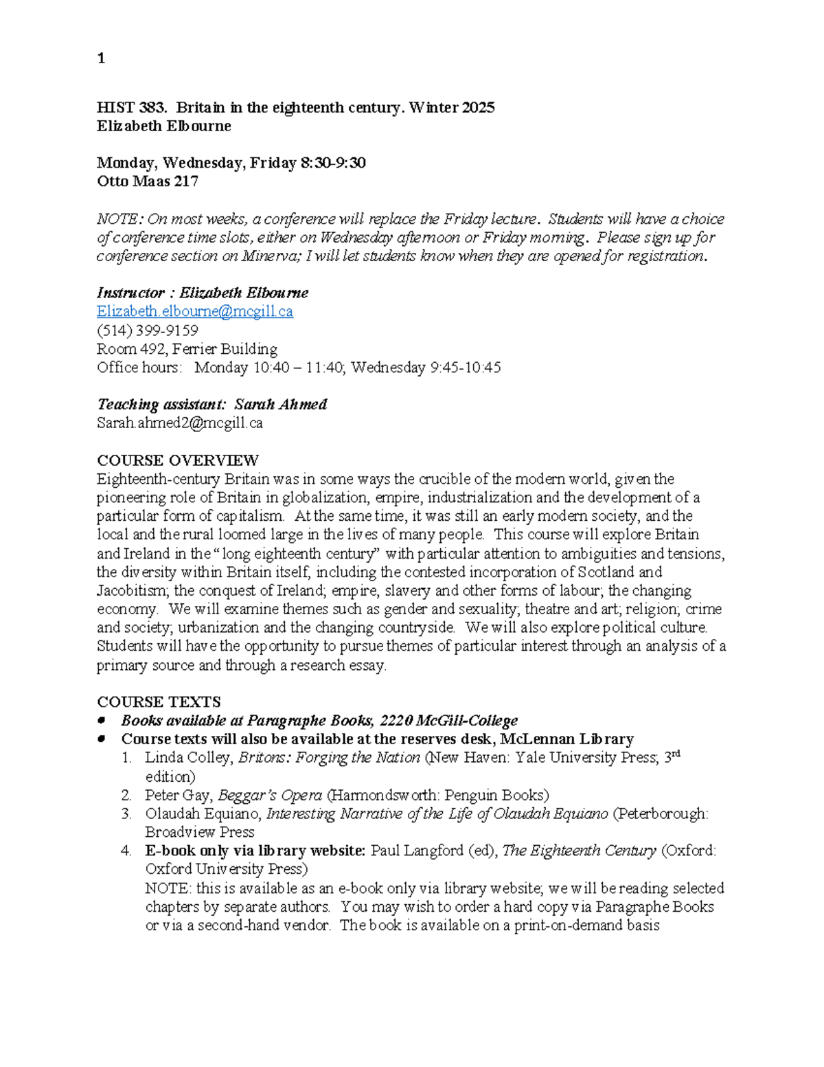 HIST 383: Syllabus for Britain in the Eighteenth Century, Winter 2026 ...