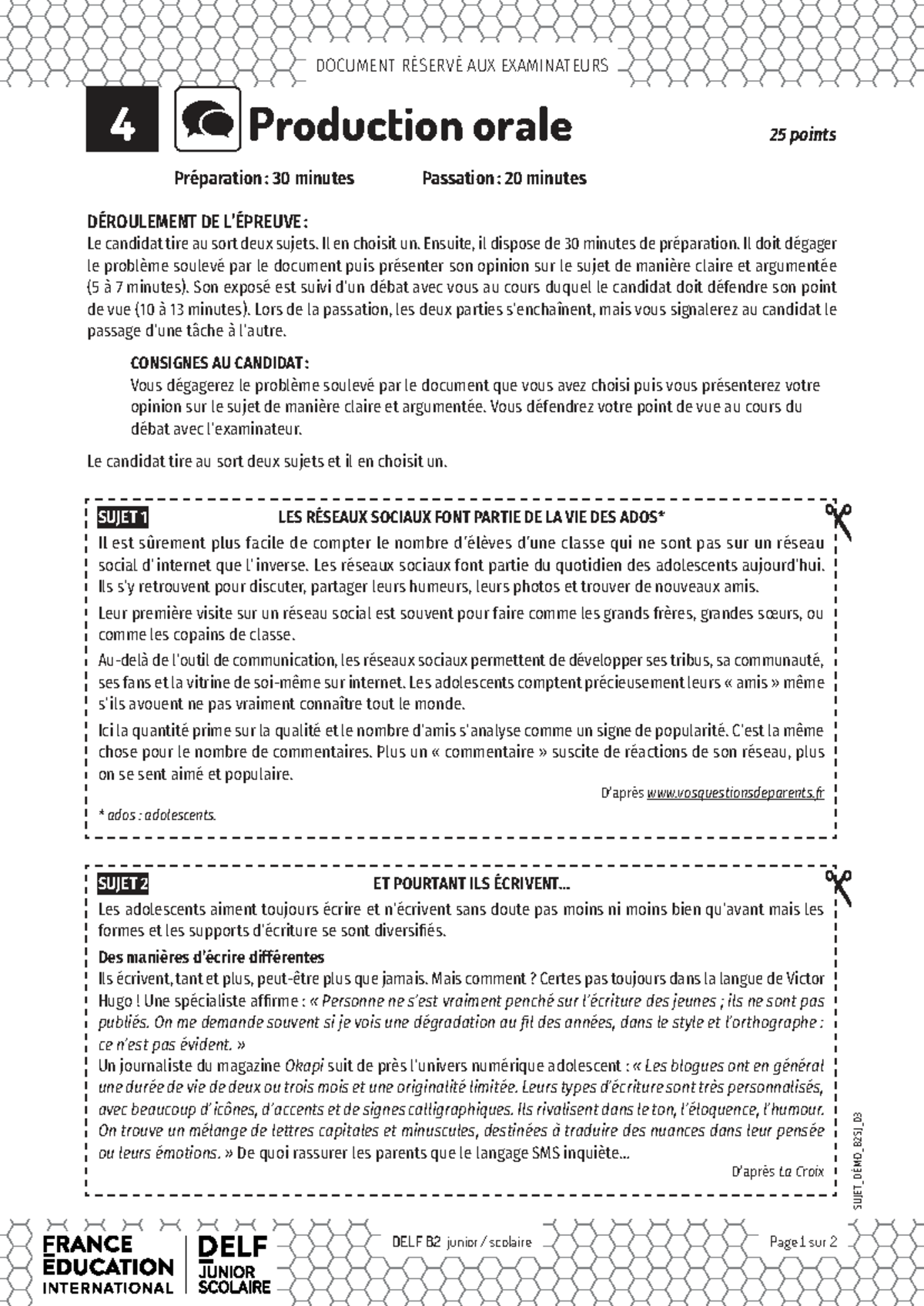 Préparation à l'Examen DELF B2 (PO) : Production Orale et Débat - Studocu