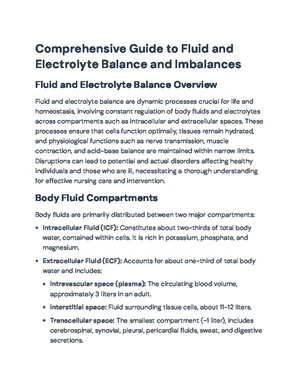 Fluid and Electrolytes - Study Notes & Assignments - Studocu