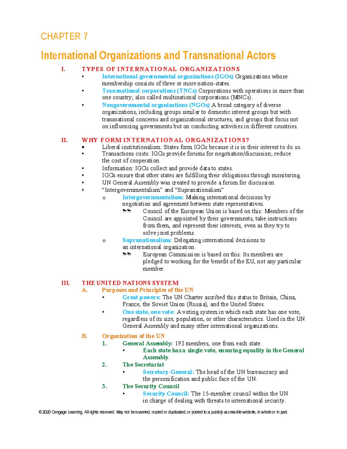 CHAPTER 7: International Organizations & Transnational Actors Notes ...