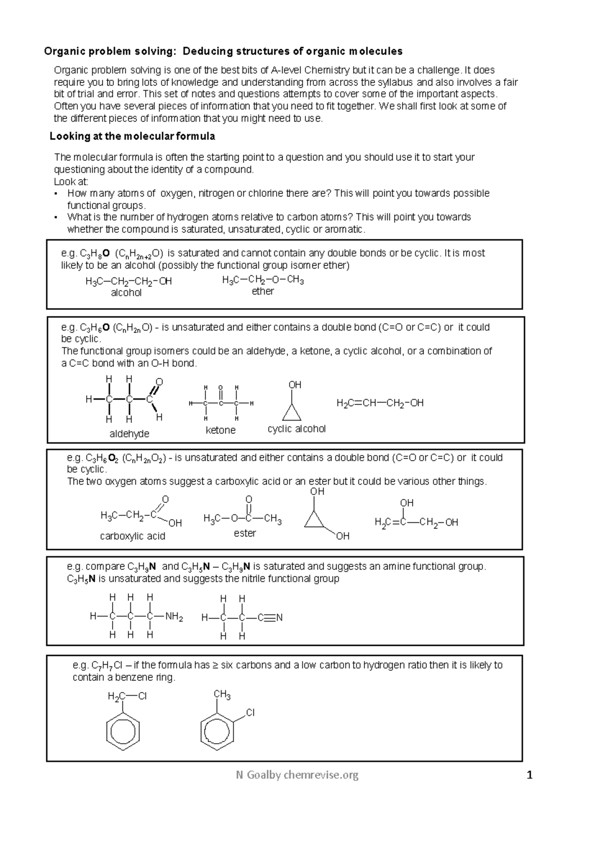 Organic Problem Solving: Deducing Structures of Organic Molecules - Studocu
