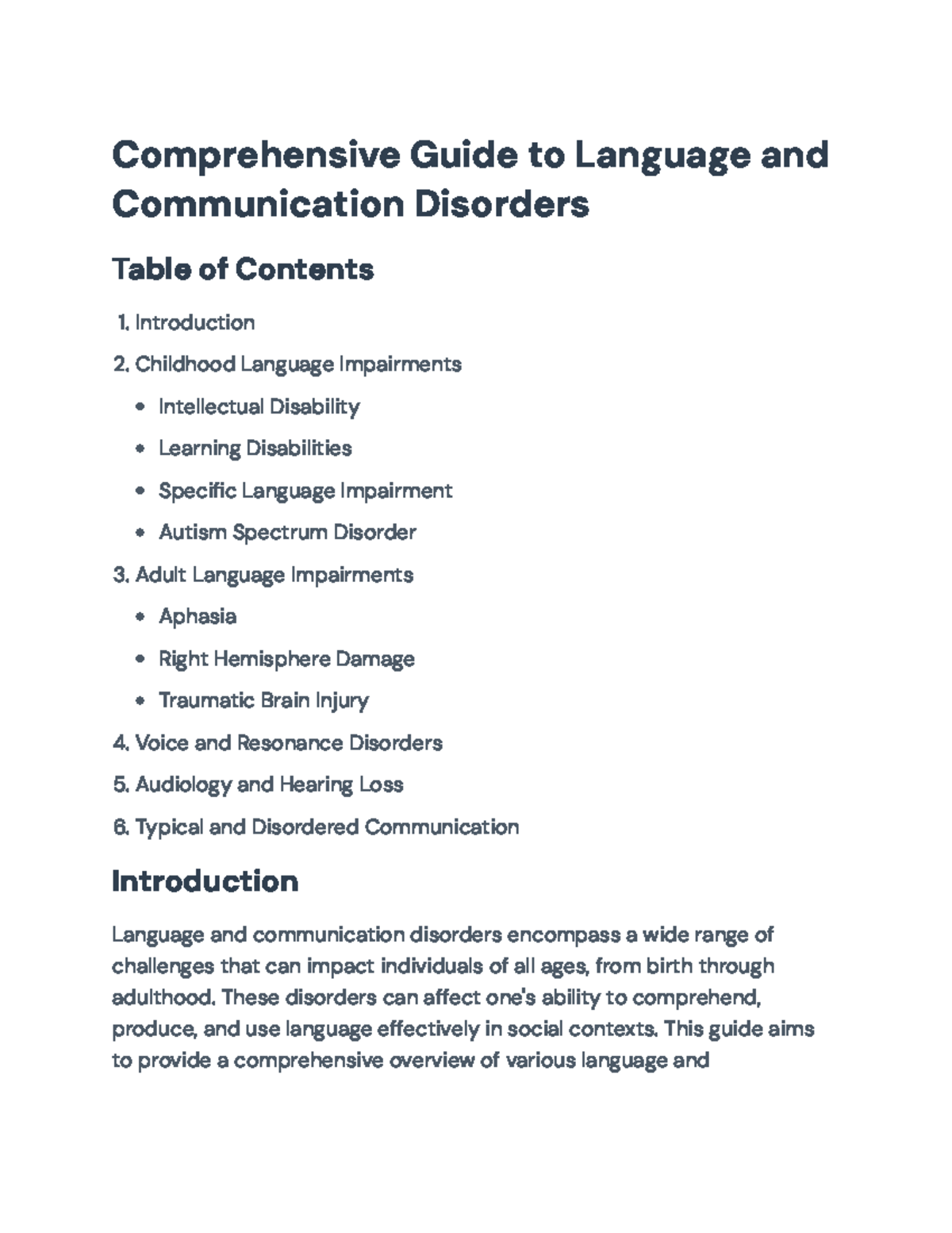Comprehensive Guide to Language & Communication Disorders (Course Code ...